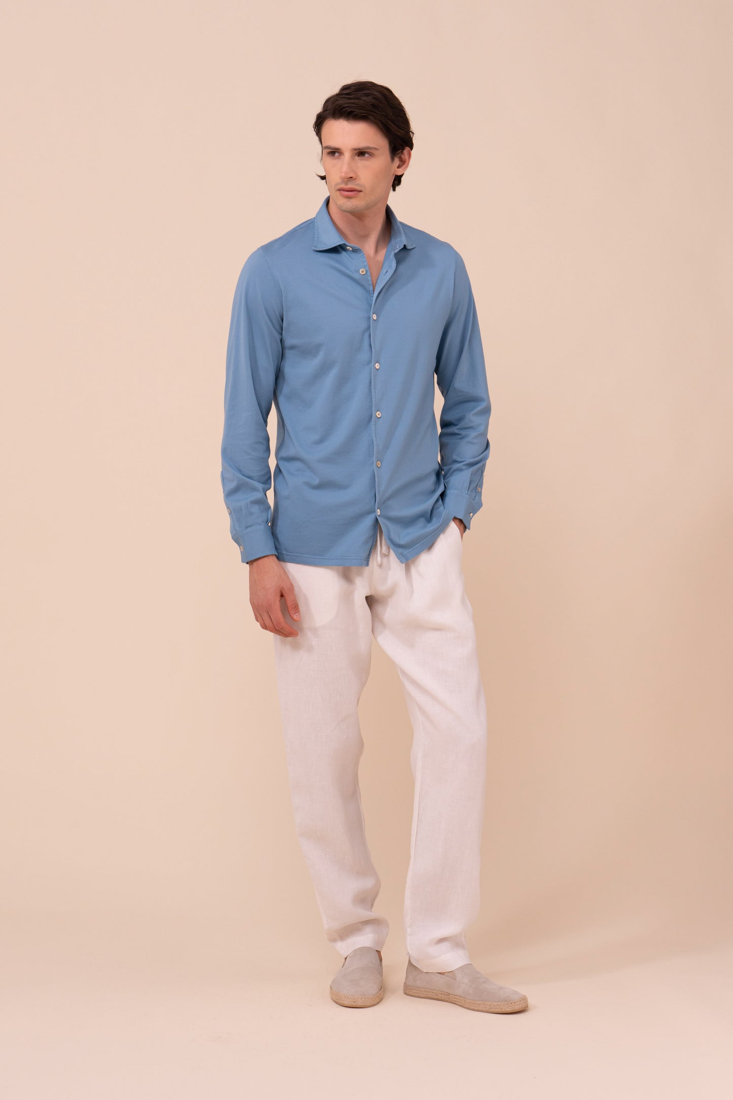 Jason Giza Organic Cotton Long Sleeve Shirt - STEELBLUE