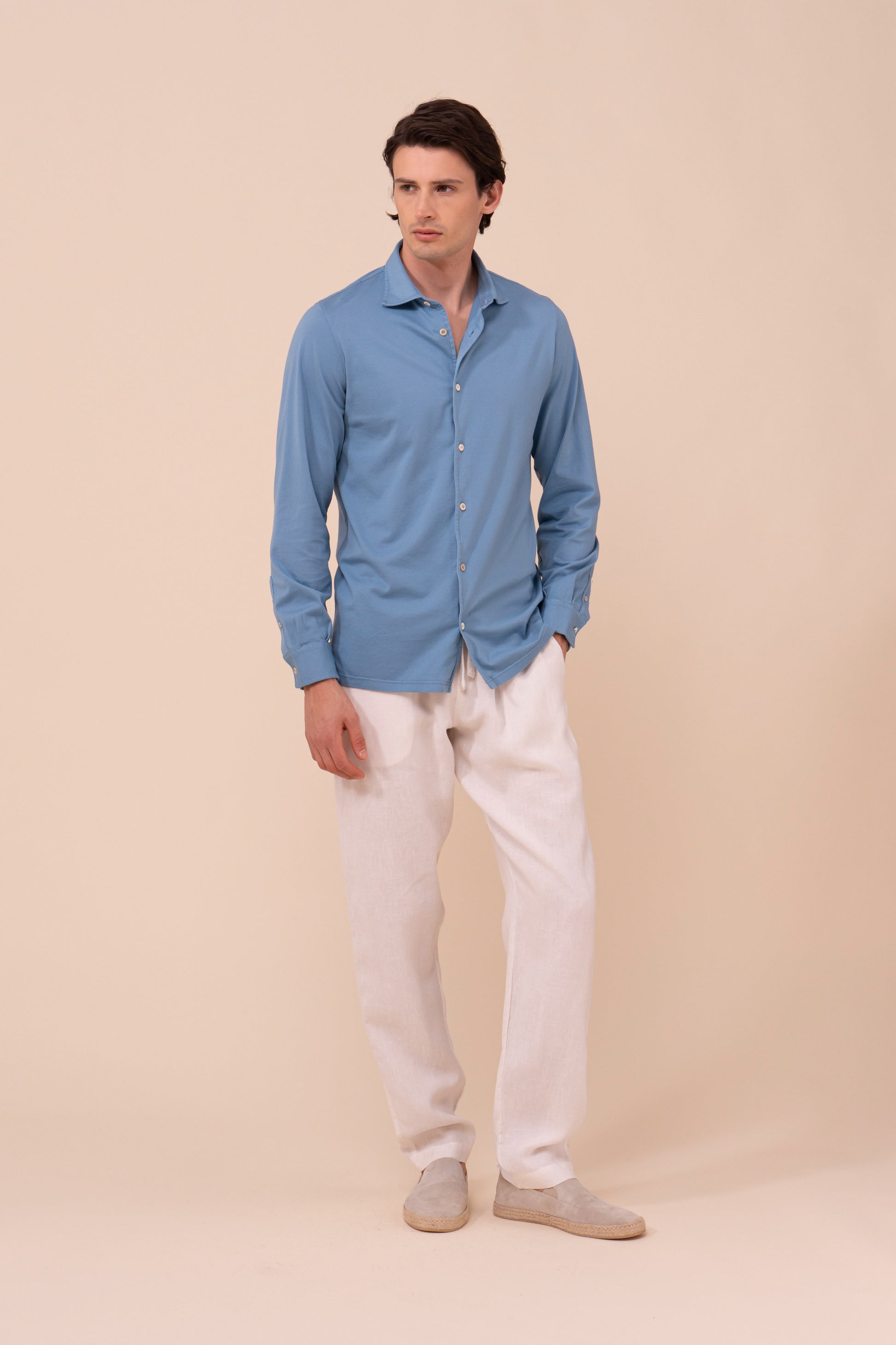 Jason Giza Organic Cotton Long Sleeve Shirt - STEELBLUE