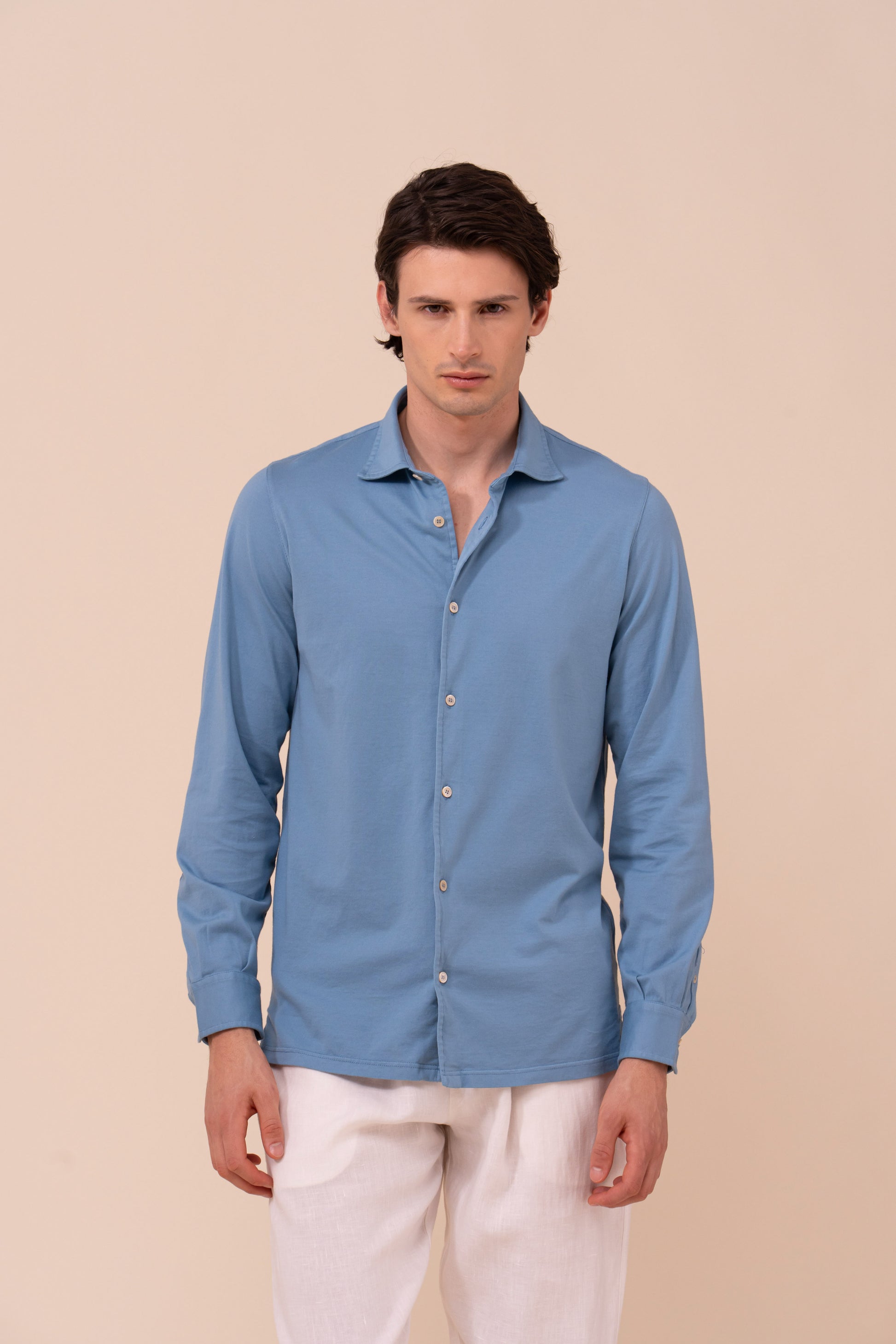 Jason Giza Organic Cotton Long Sleeve Shirt - STEELBLUE