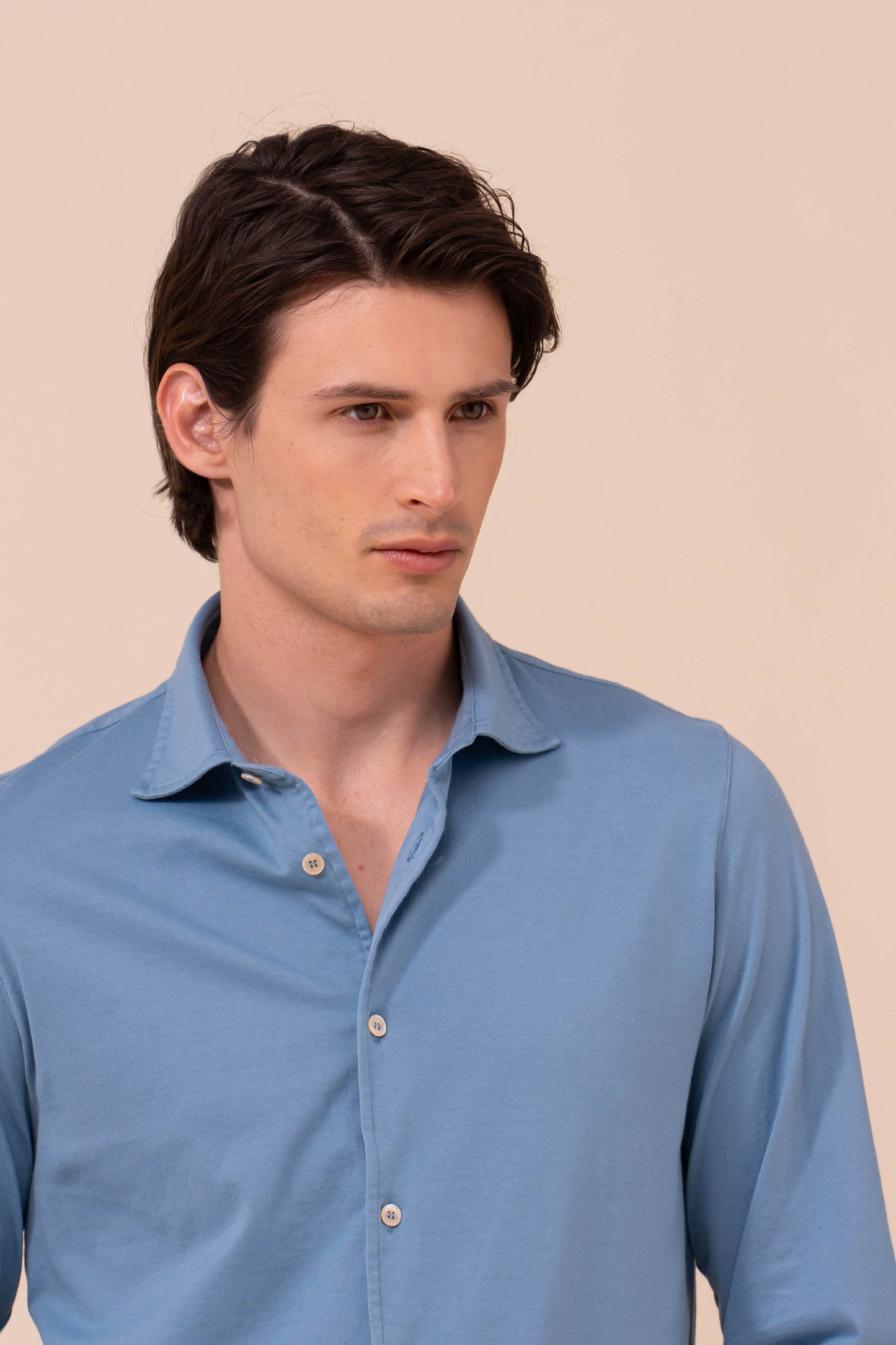 Jason Giza Organic Cotton Long Sleeve Shirt - STEELBLUE