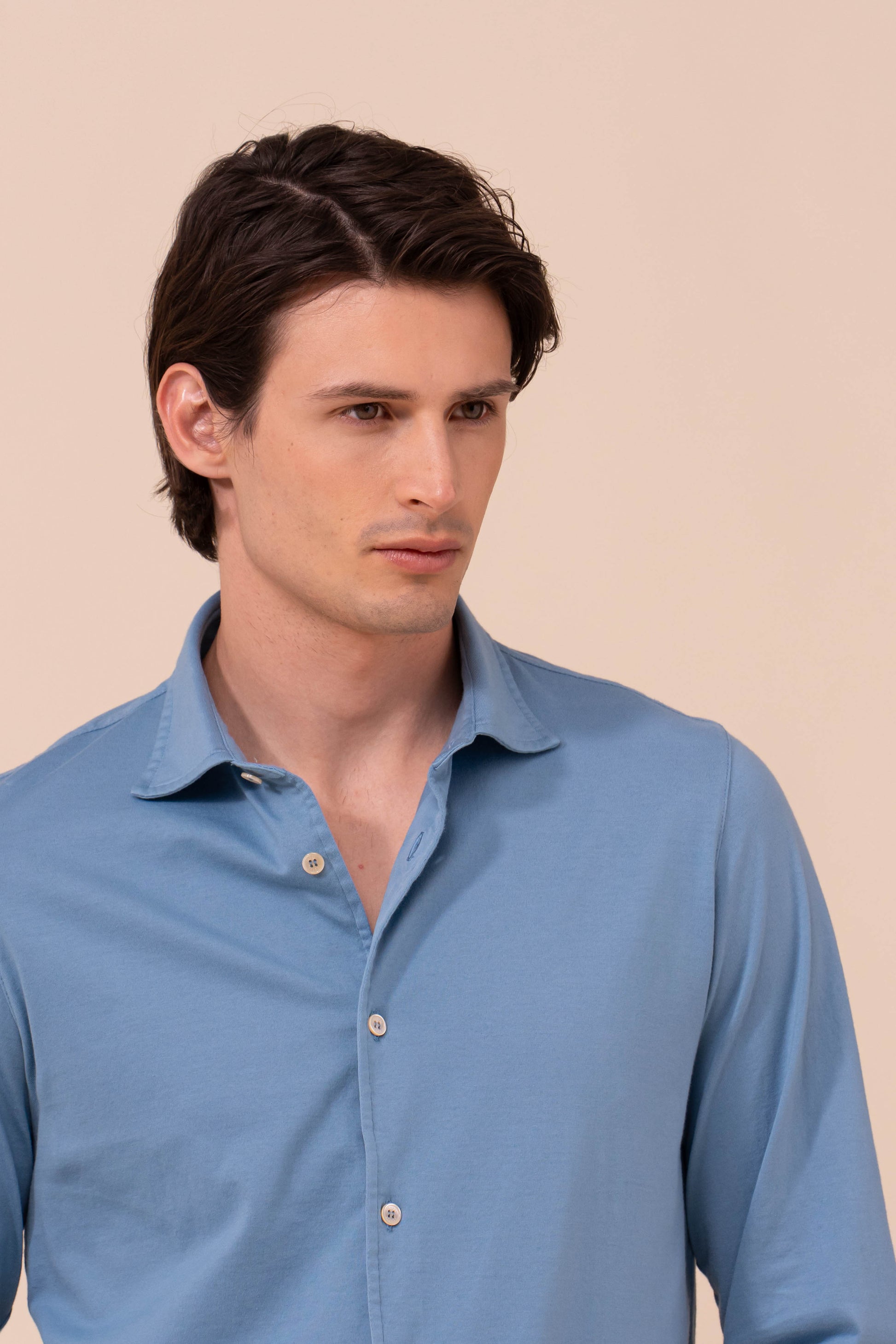 Jason Giza Organic Cotton Long Sleeve Shirt - STEELBLUE