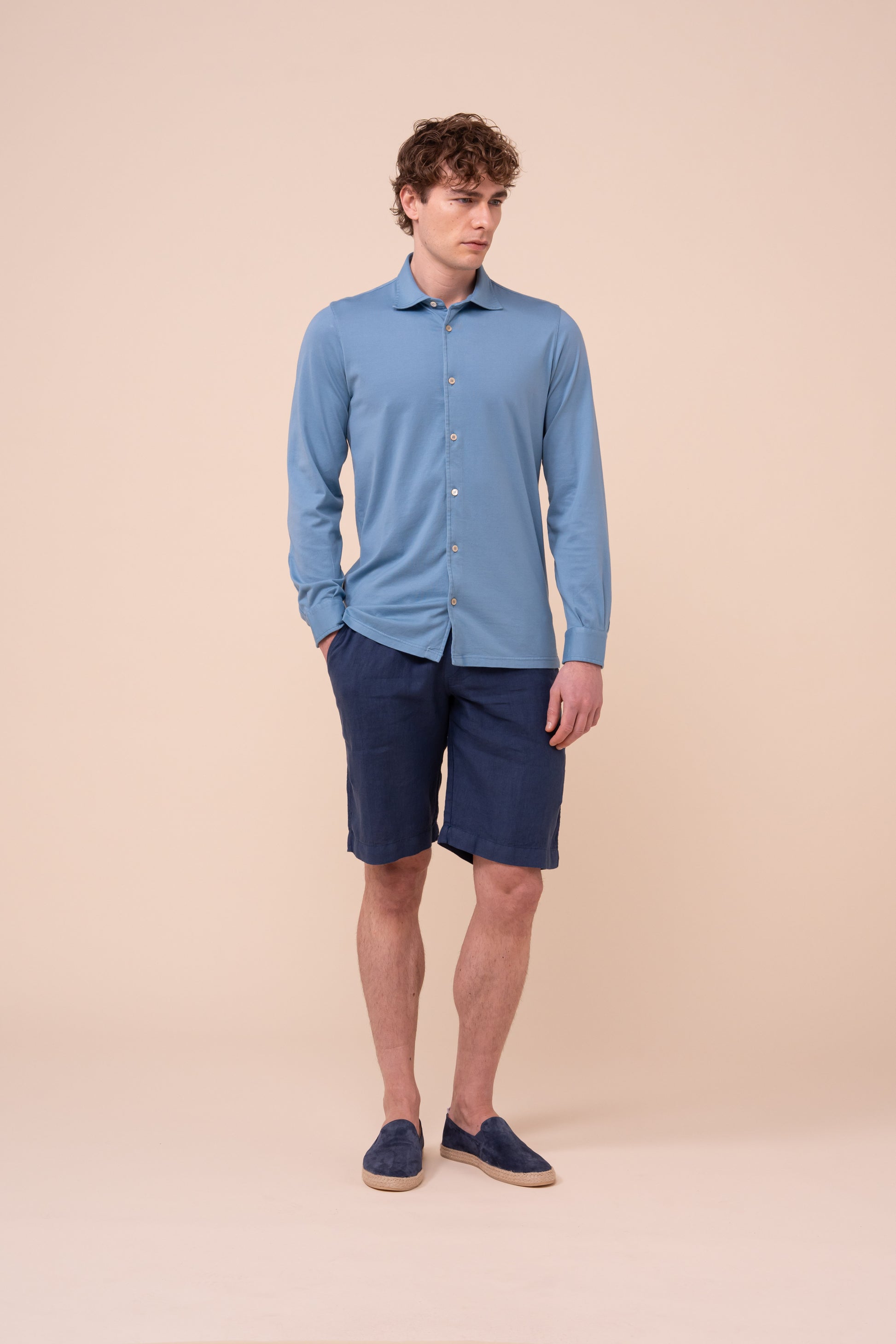 Jason camicia in cotone organico Giza - STEELBLUE