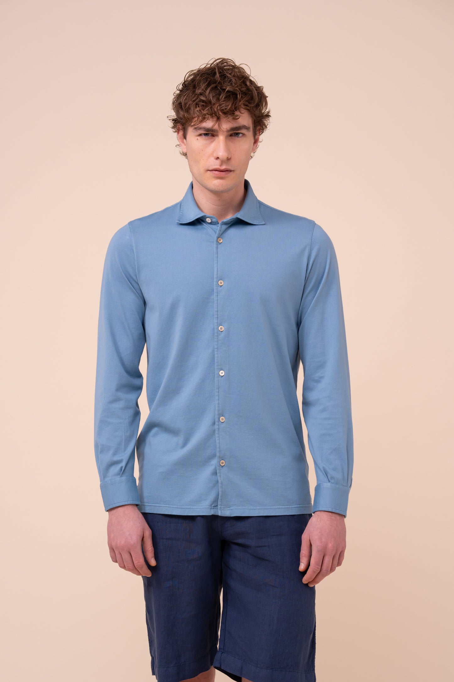 Jason camicia in cotone organico Giza - STEELBLUE