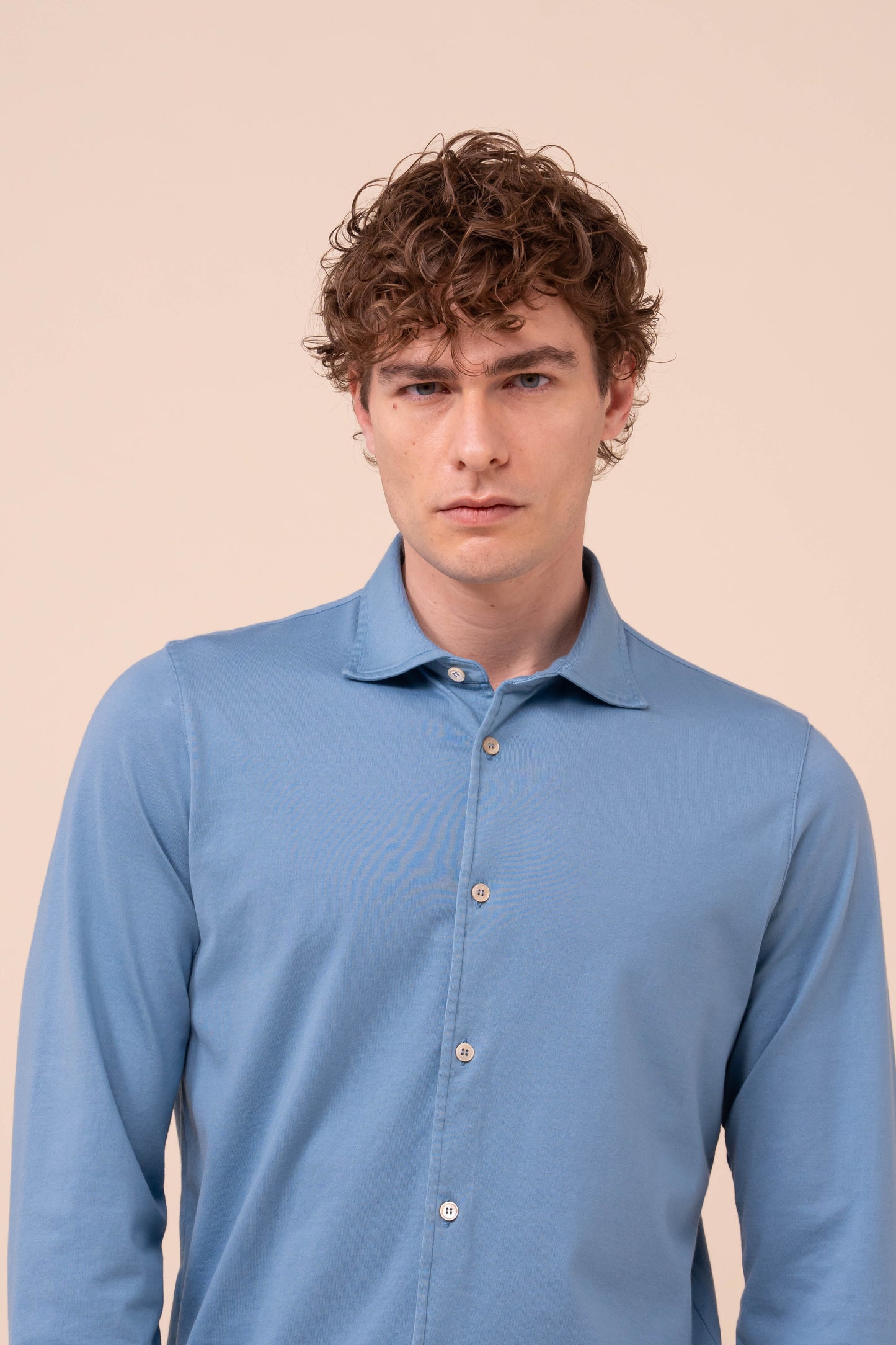 Jason camicia in cotone organico Giza - STEELBLUE