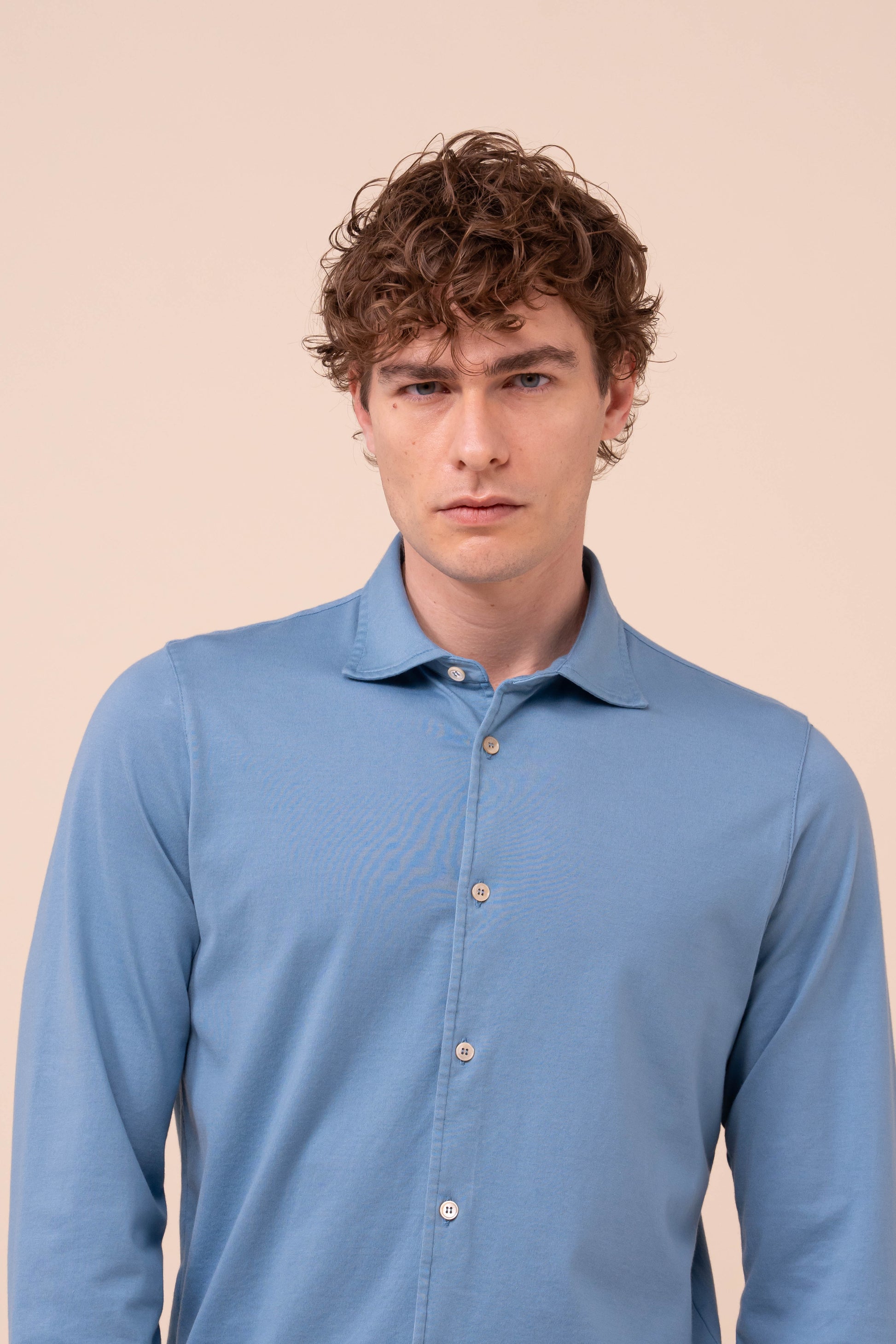 Jason camicia in cotone organico Giza - STEELBLUE