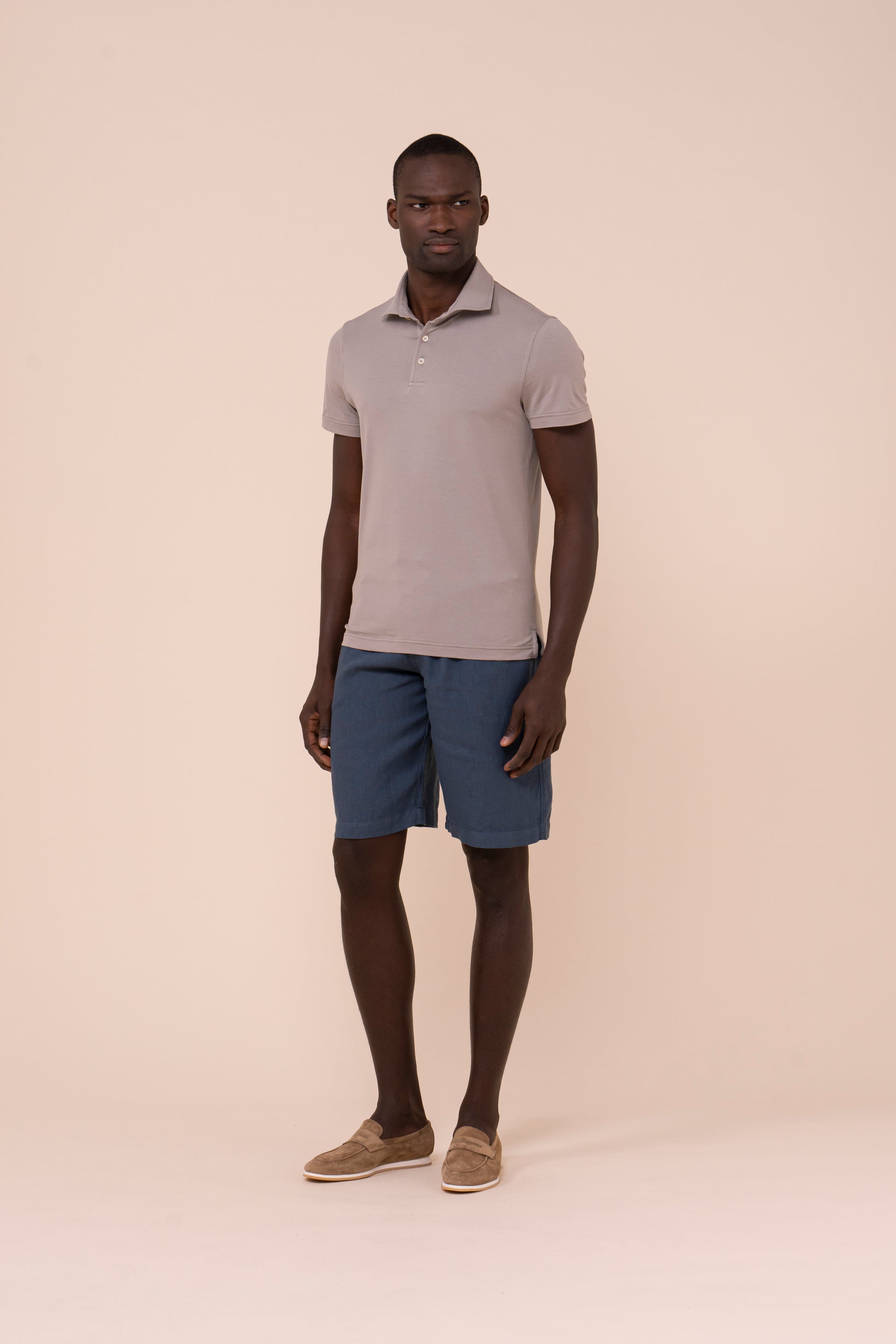 Polo in cotone jersey eleasticizzato - GREIGE