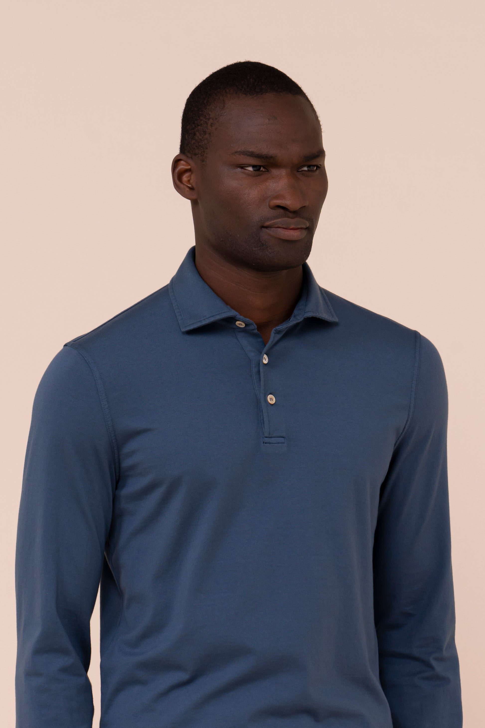 Zero polo a maniche lunghe in cotone organico - GREIGE