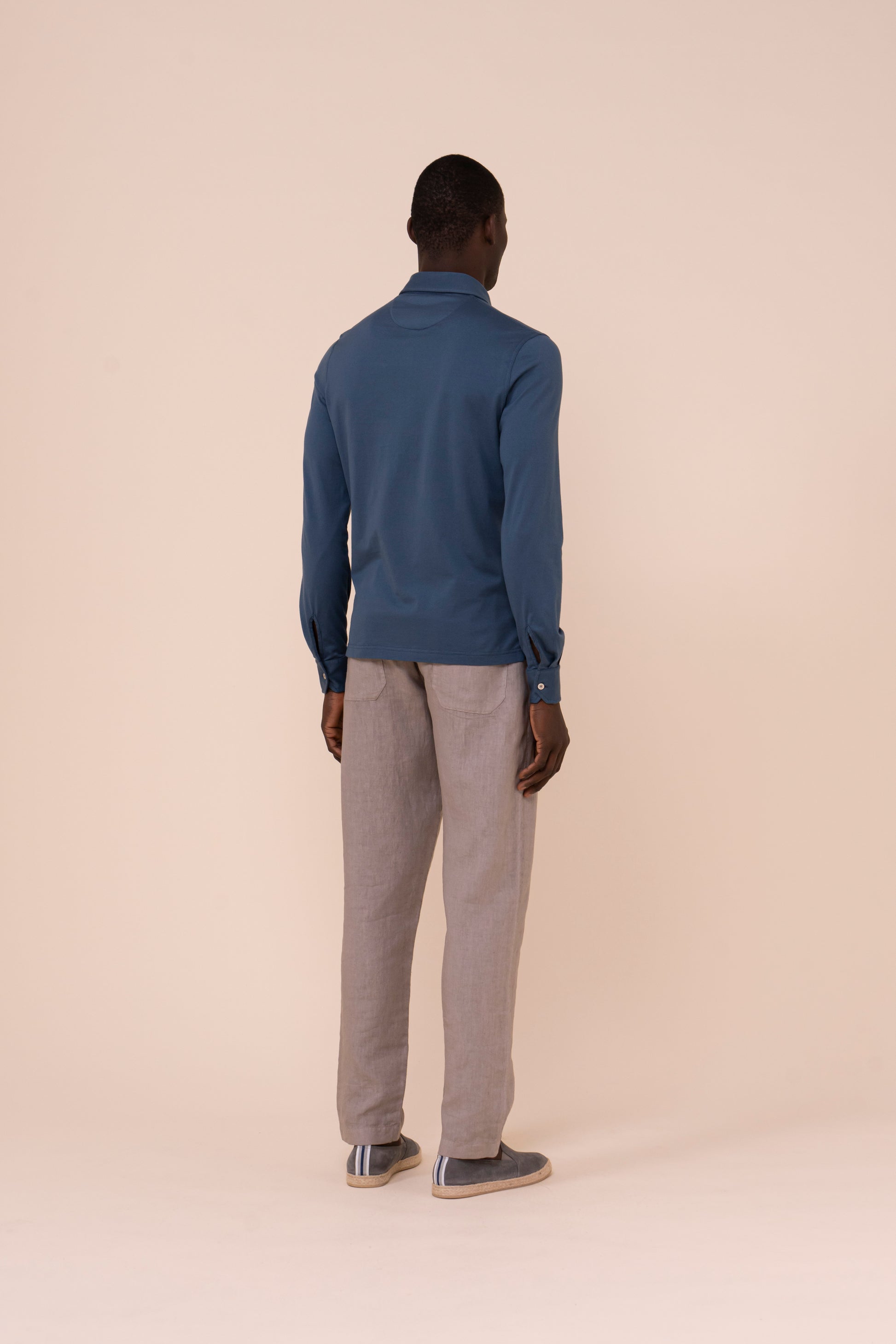 Zero polo a maniche lunghe in cotone organico - GREIGE