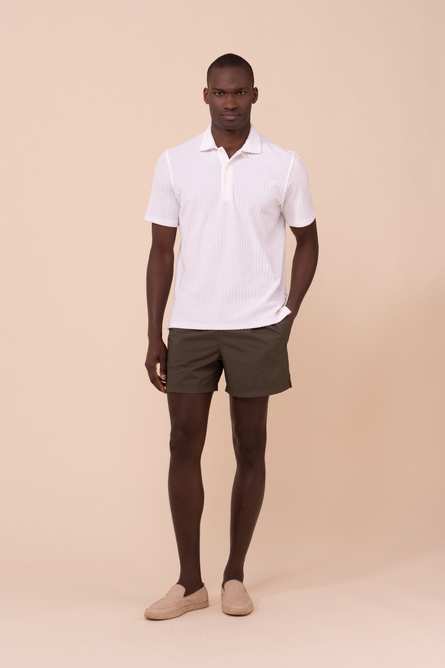 Mondial Terry Cotton Ribbed Polo - NAVY