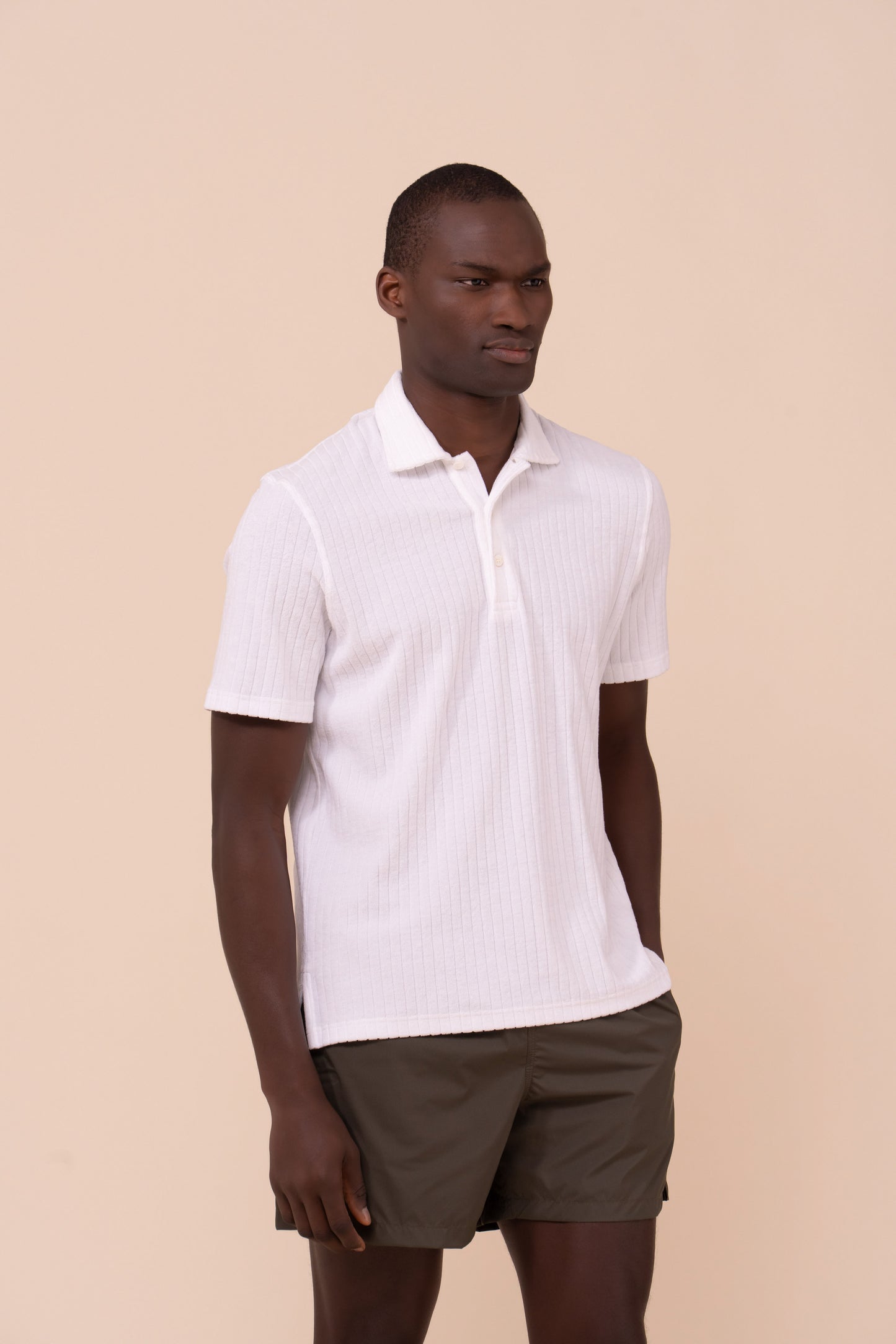 Mondial Terry Cotton Ribbed Polo - NAVY