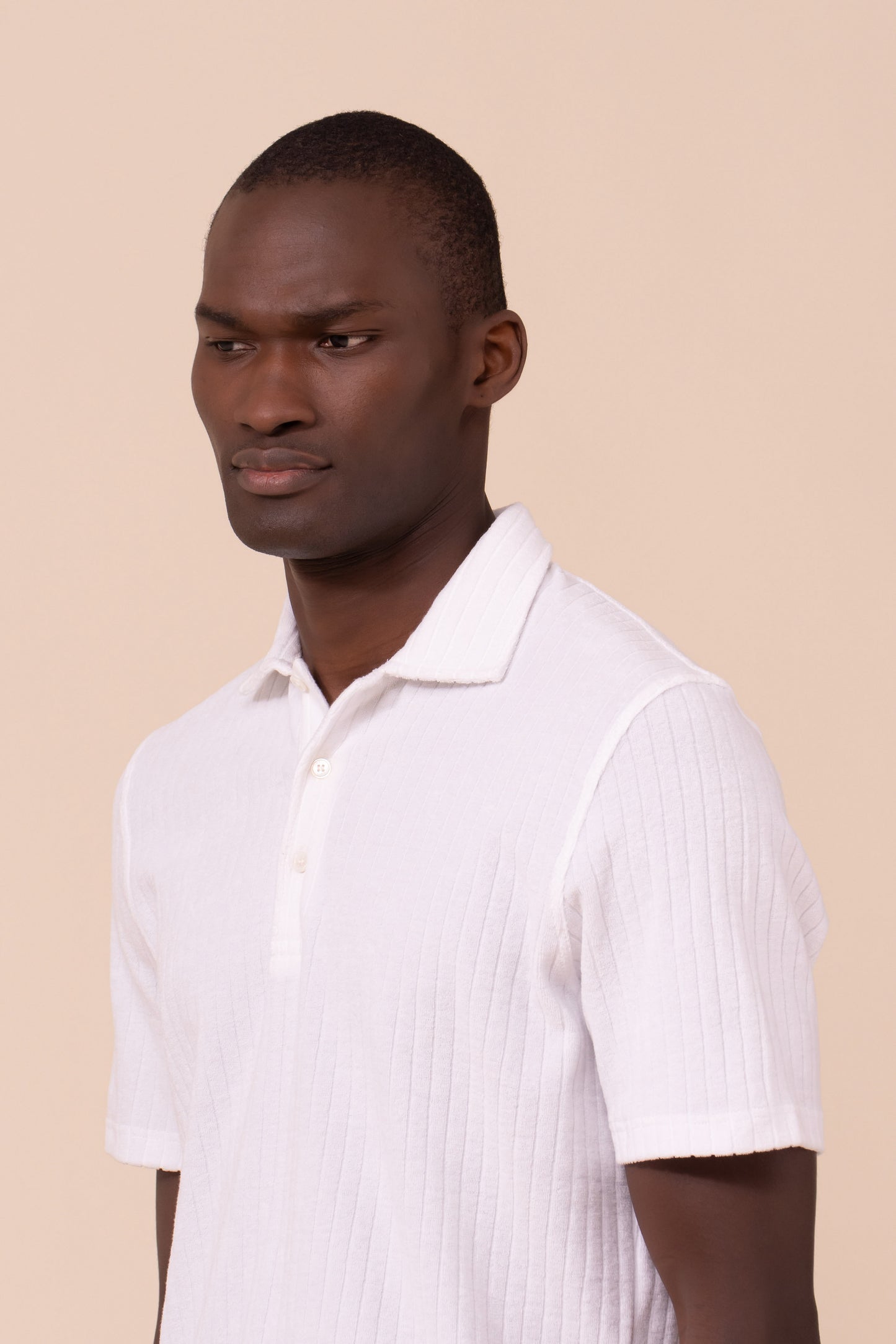 Mondial Terry Cotton Ribbed Polo - NAVY