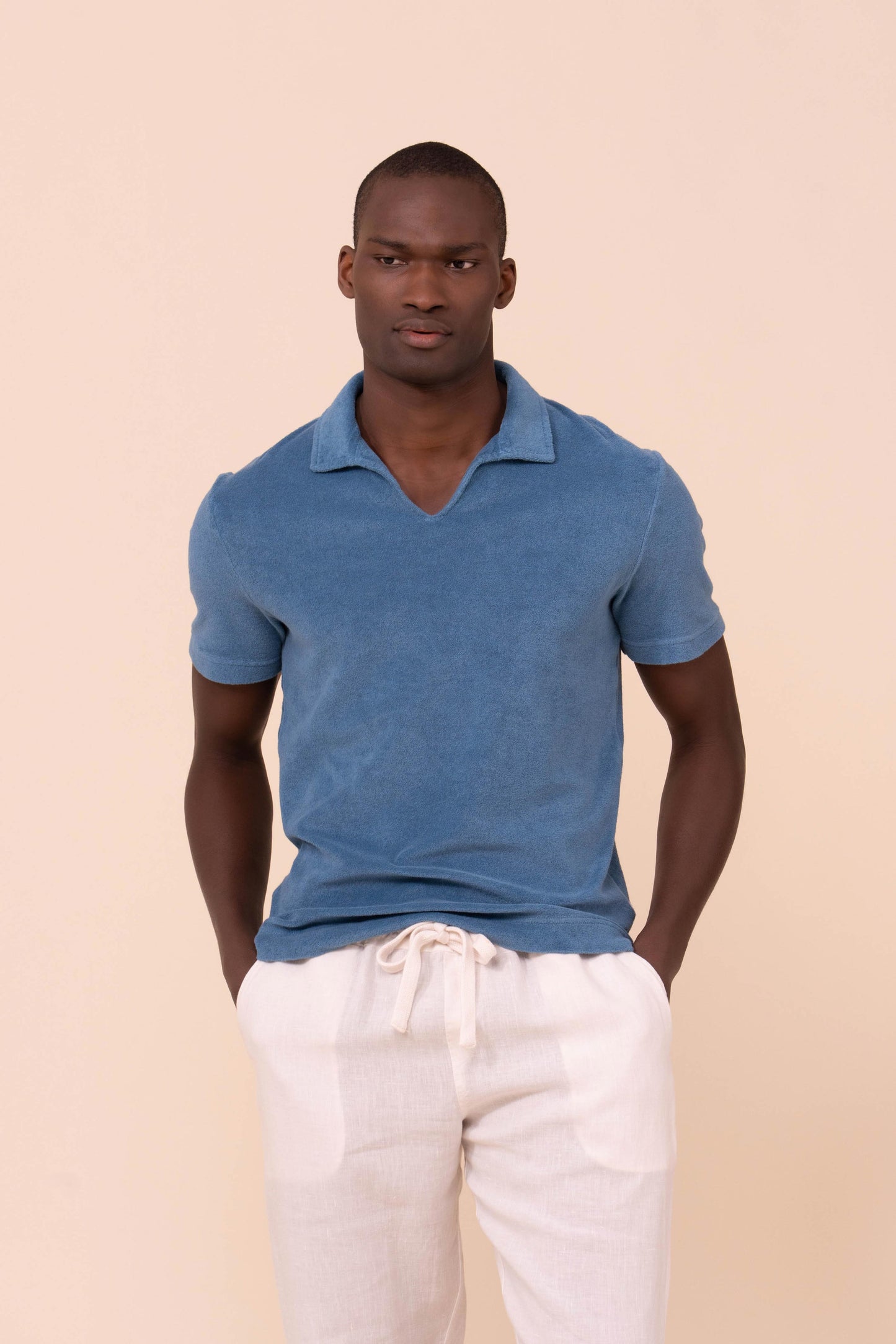Peter Terry Cotton Short Sleeve Polo - NAVY