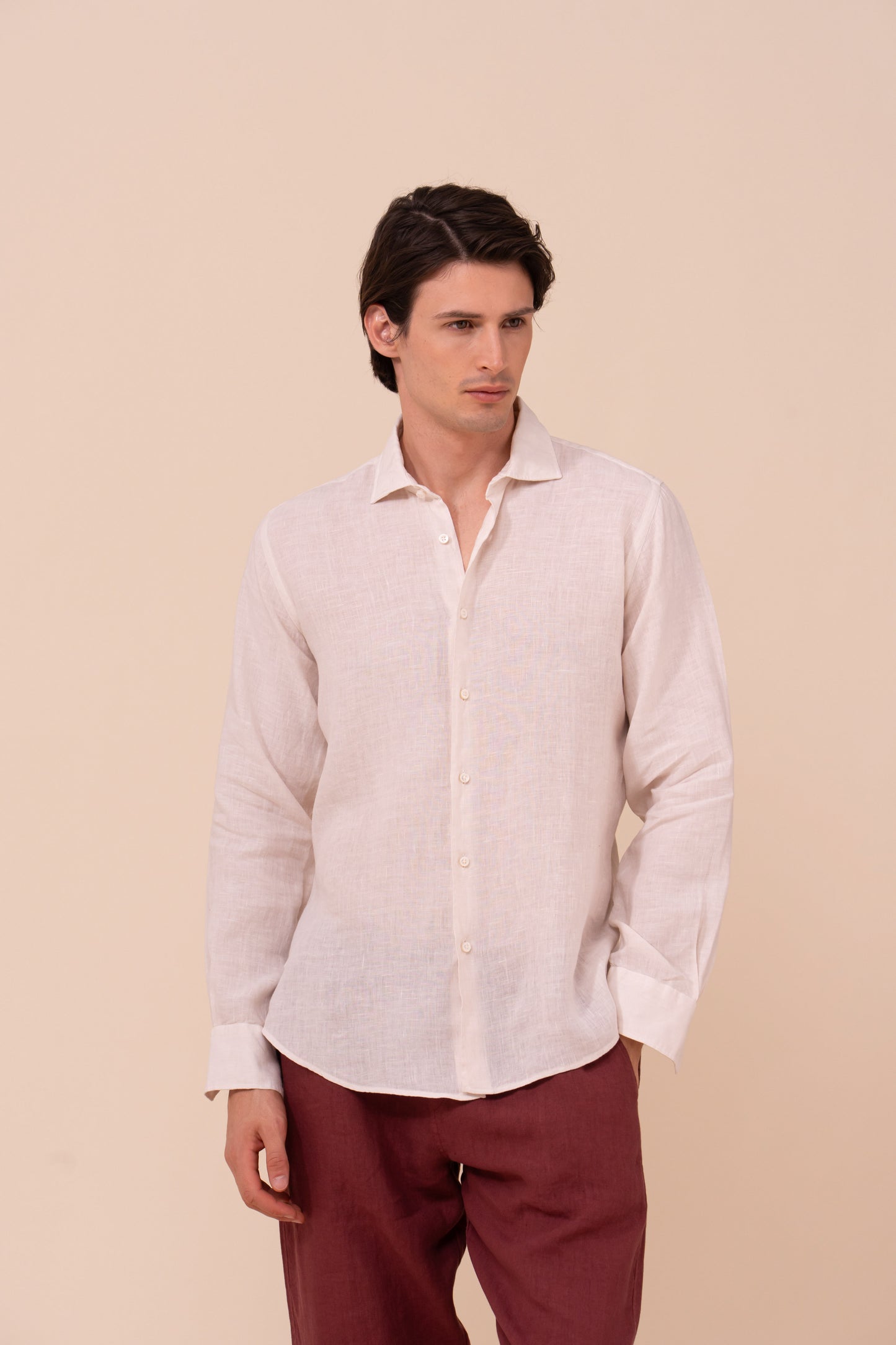Nick camicia in lino  - LIGHTMISTYROSE