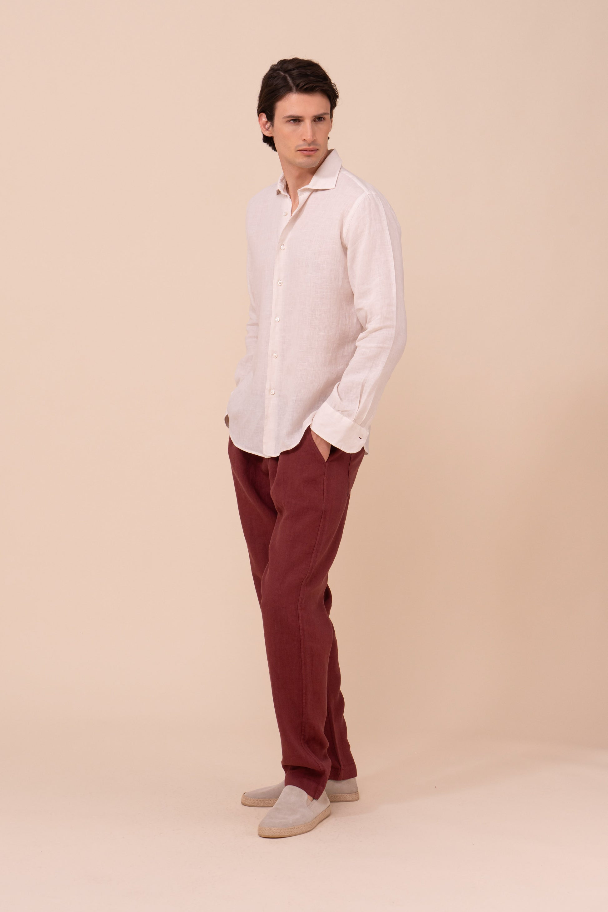 Nick camicia in lino  - LIGHTMISTYROSE