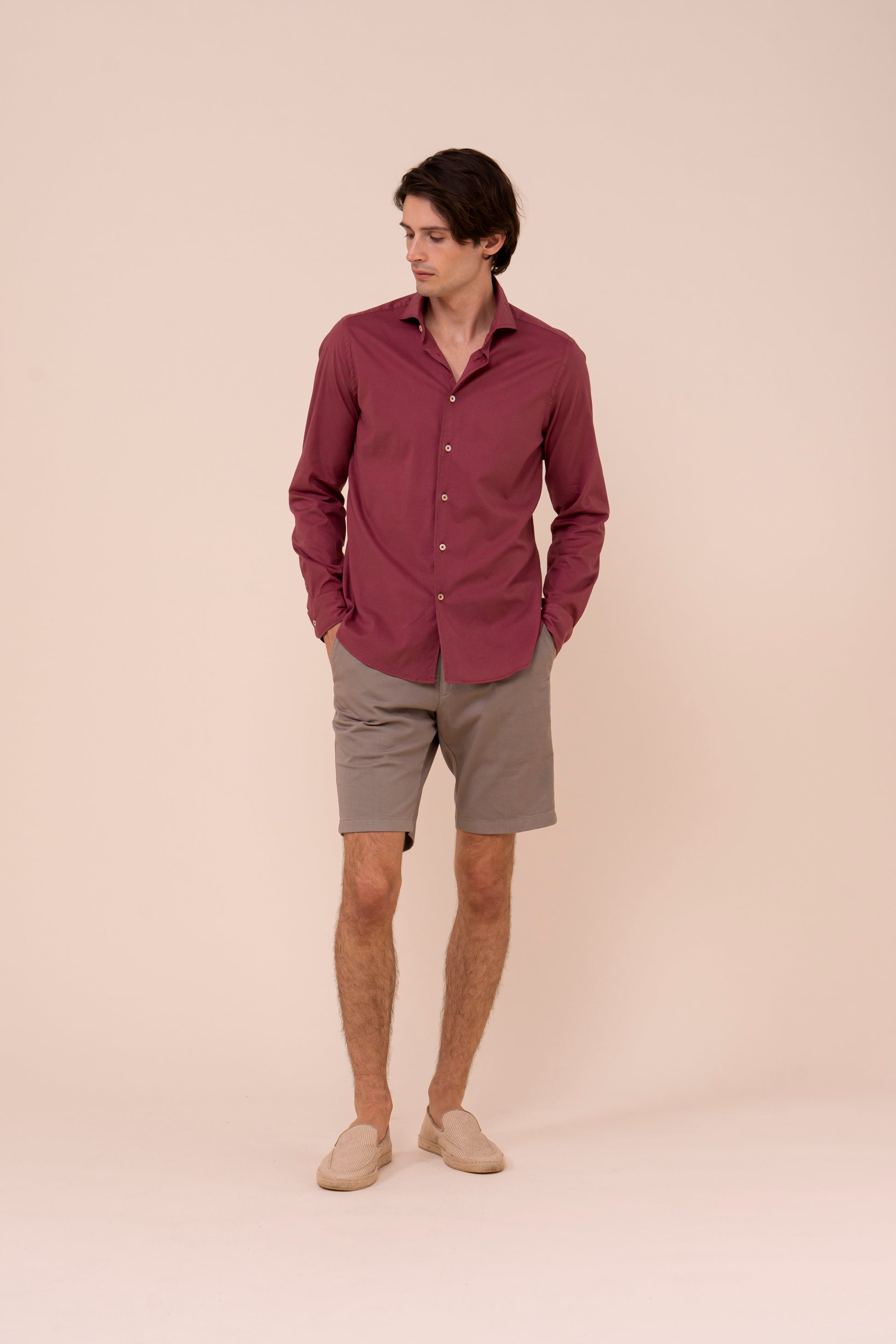 Sean camicia in voile di cotone - MERLOT