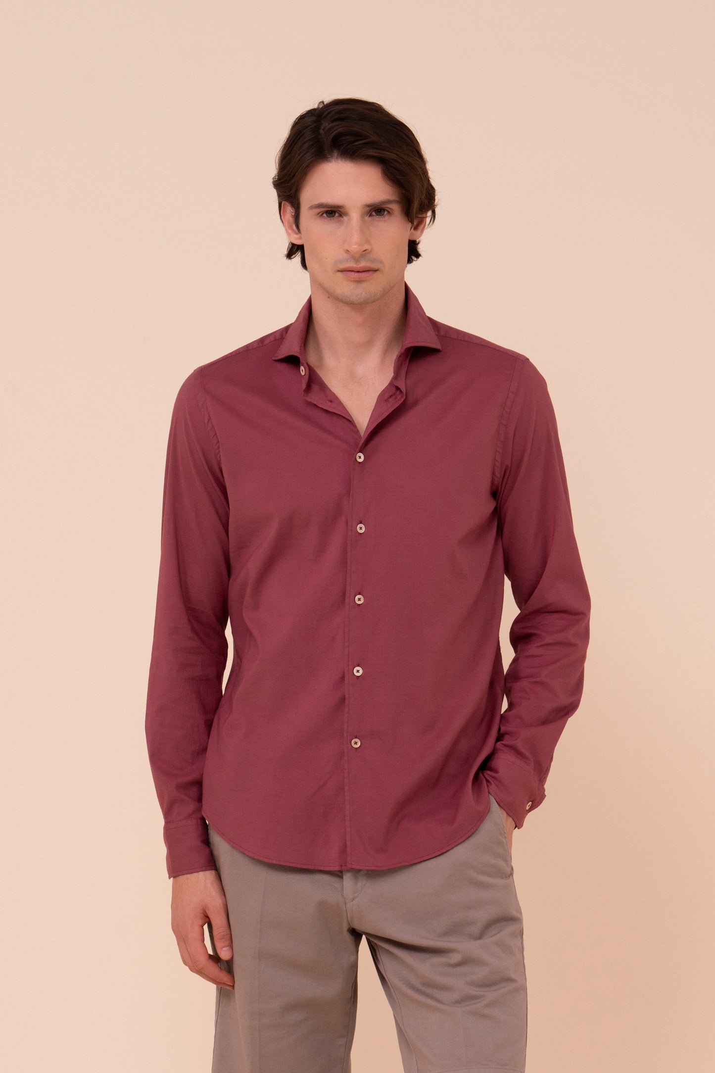 Sean camicia in voile di cotone - MERLOT