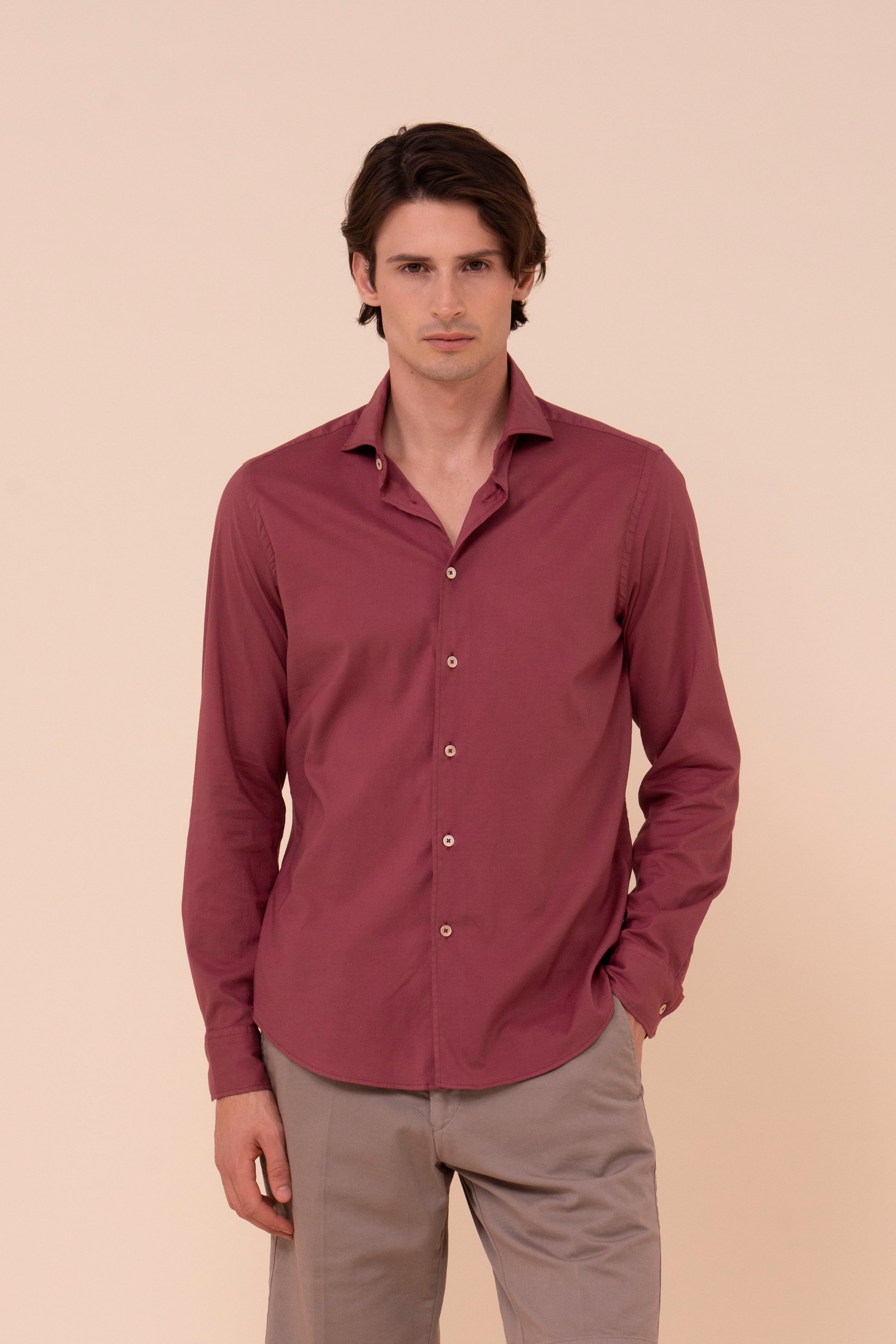 Sean camicia in voile di cotone - MERLOT