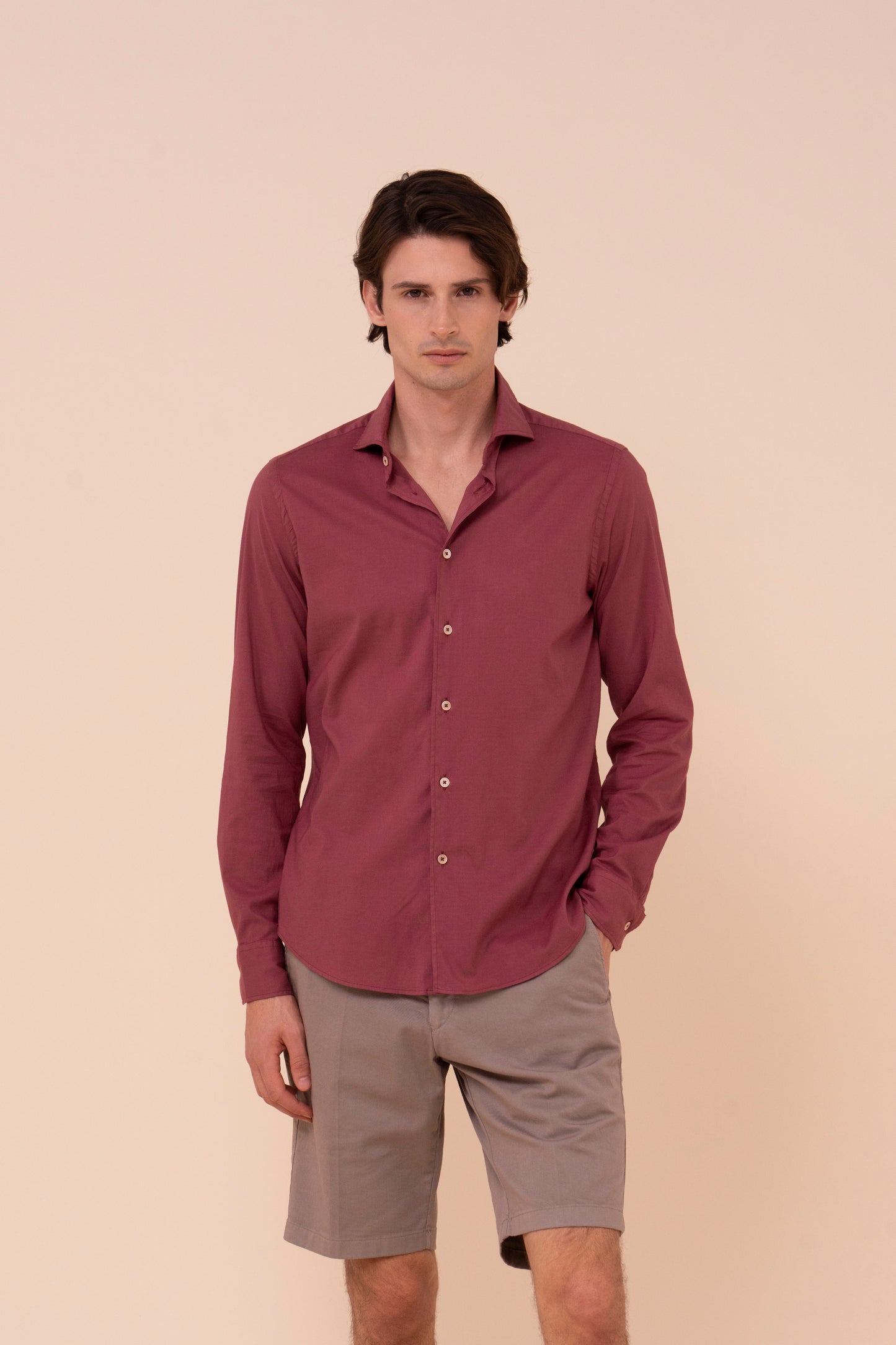 Sean camicia in voile di cotone - MERLOT