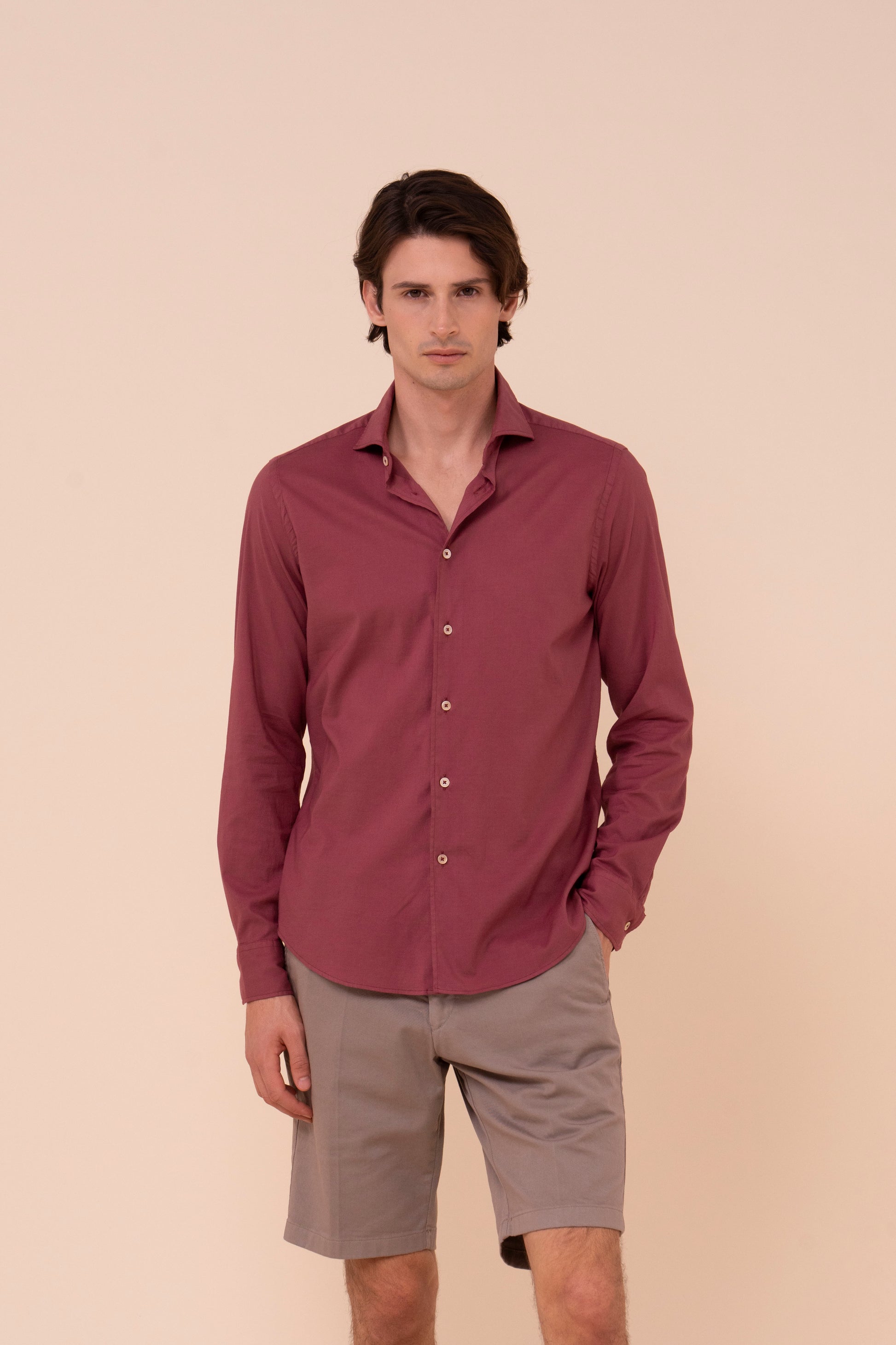 Sean camicia in voile di cotone - MERLOT