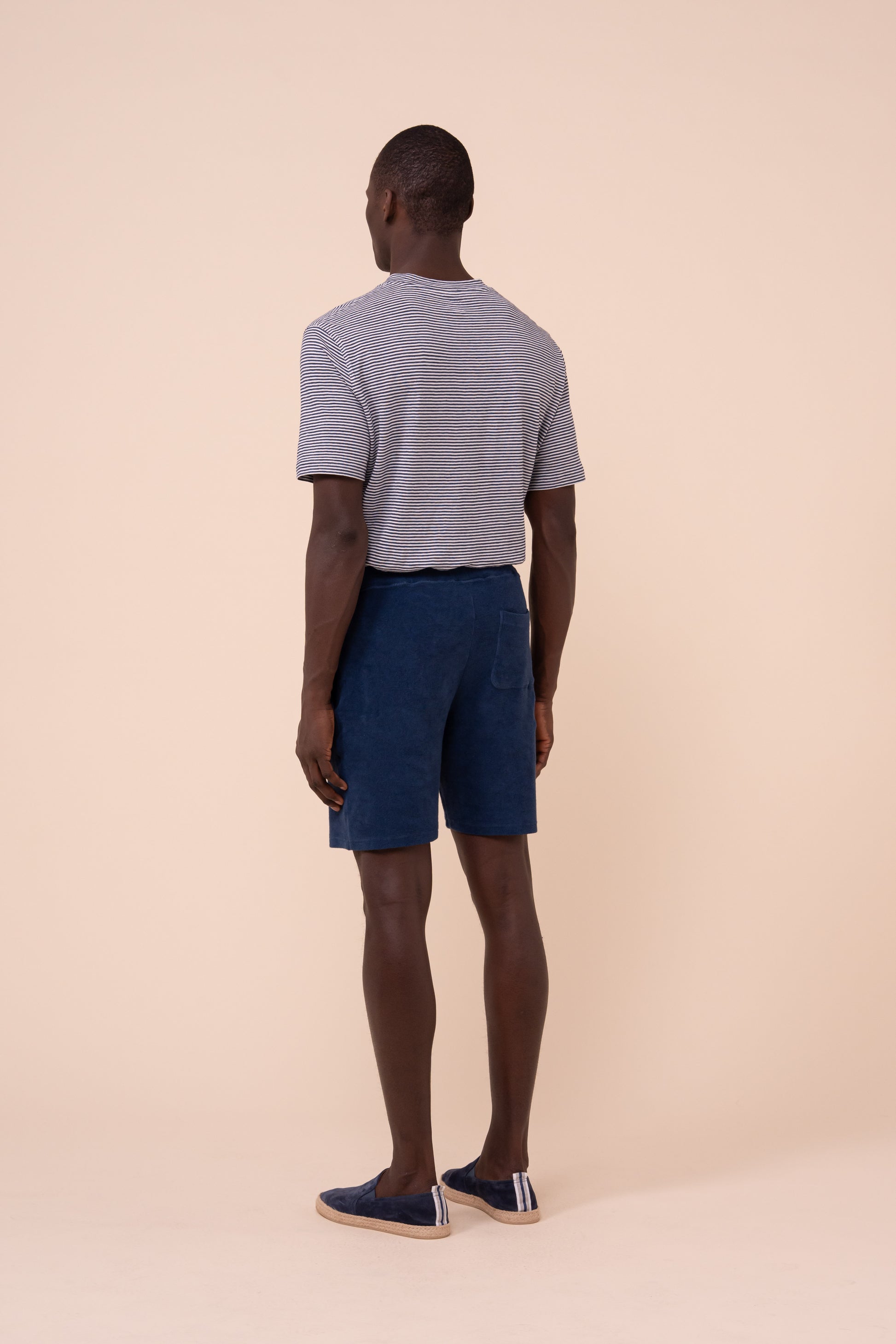 Run Terry Cotton Shorts - NAVY