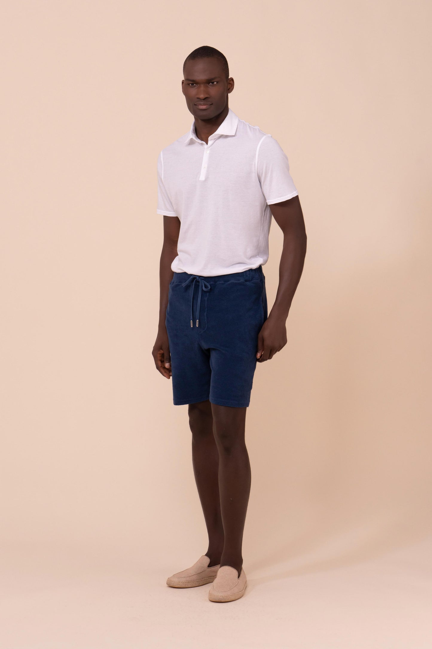 Run shorts in spugna di cotone - NAVY