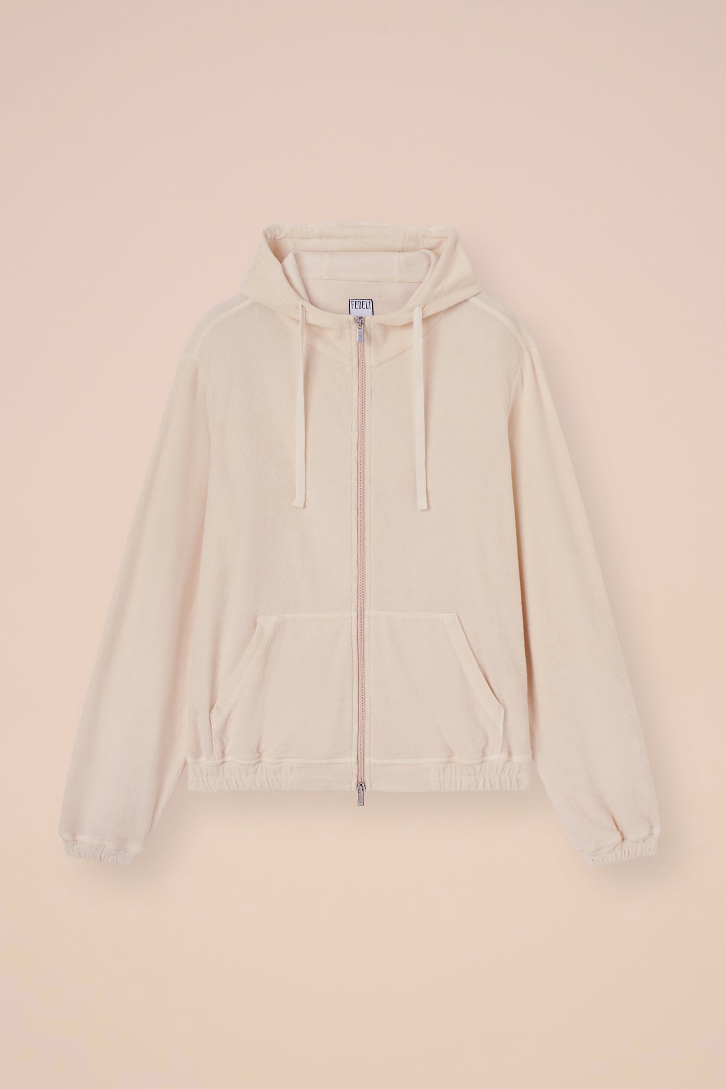 Zoom Terry Cotton Zipped Hoodie - LINEN