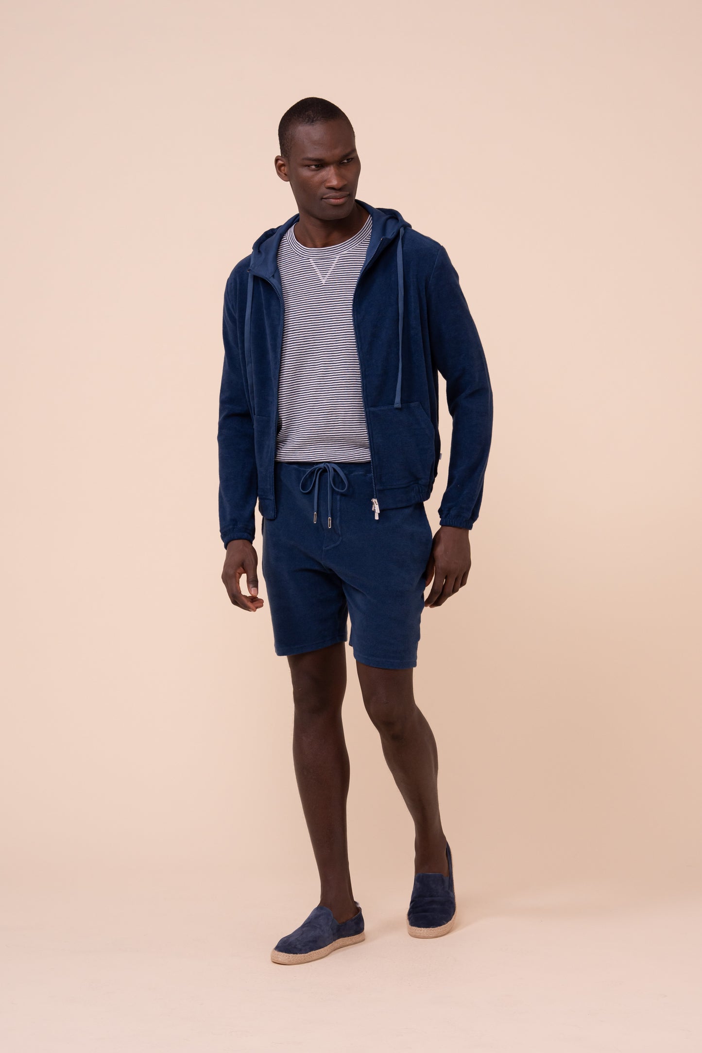 Zoom Terry Cotton Zipped Hoodie - LINEN