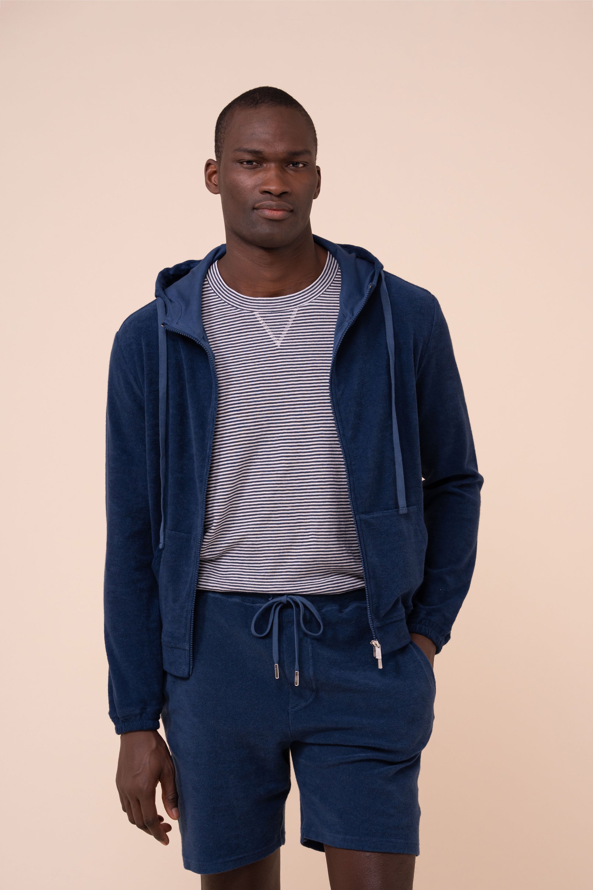 Zoom Terry Cotton Zipped Hoodie - LINEN