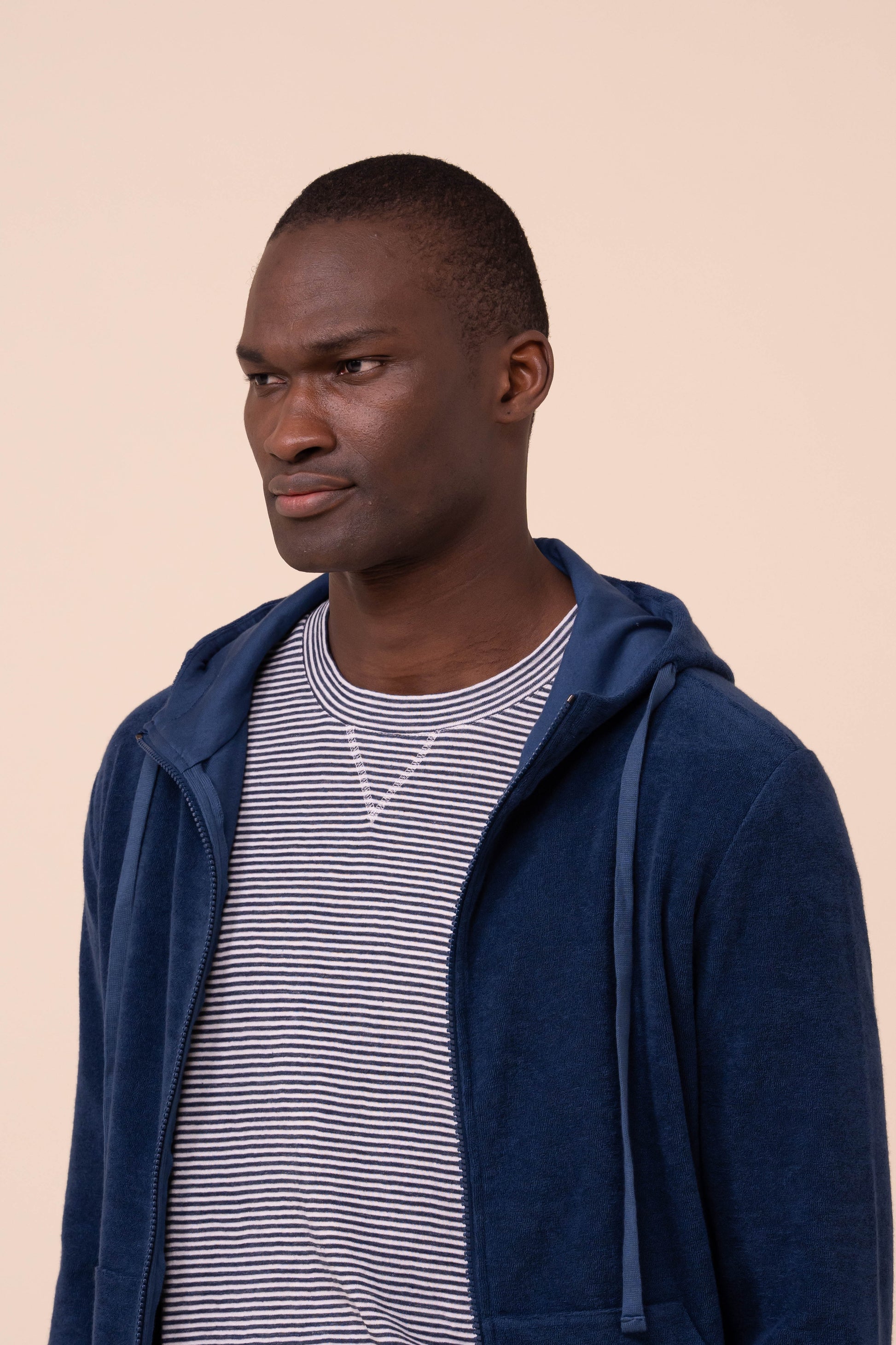 Zoom Terry Cotton Zipped Hoodie - LINEN