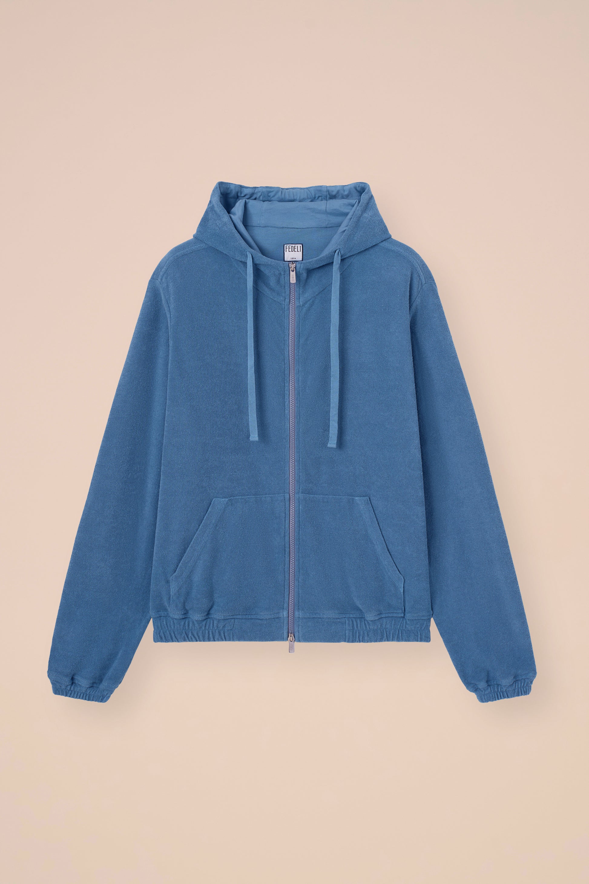 Zoom Terry Cotton Zipped Hoodie - LINEN