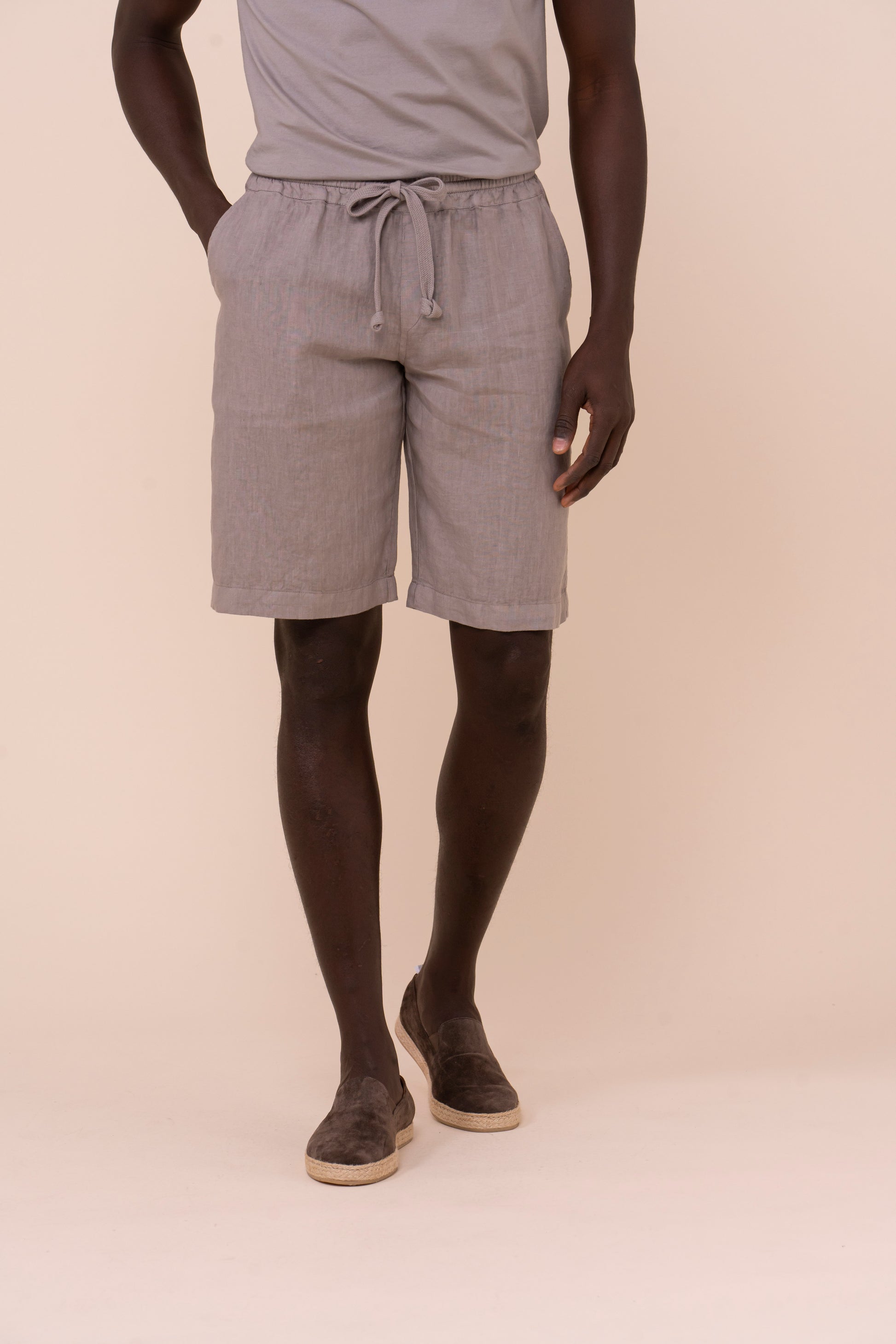 Vico bermuda in lino - GREIGE