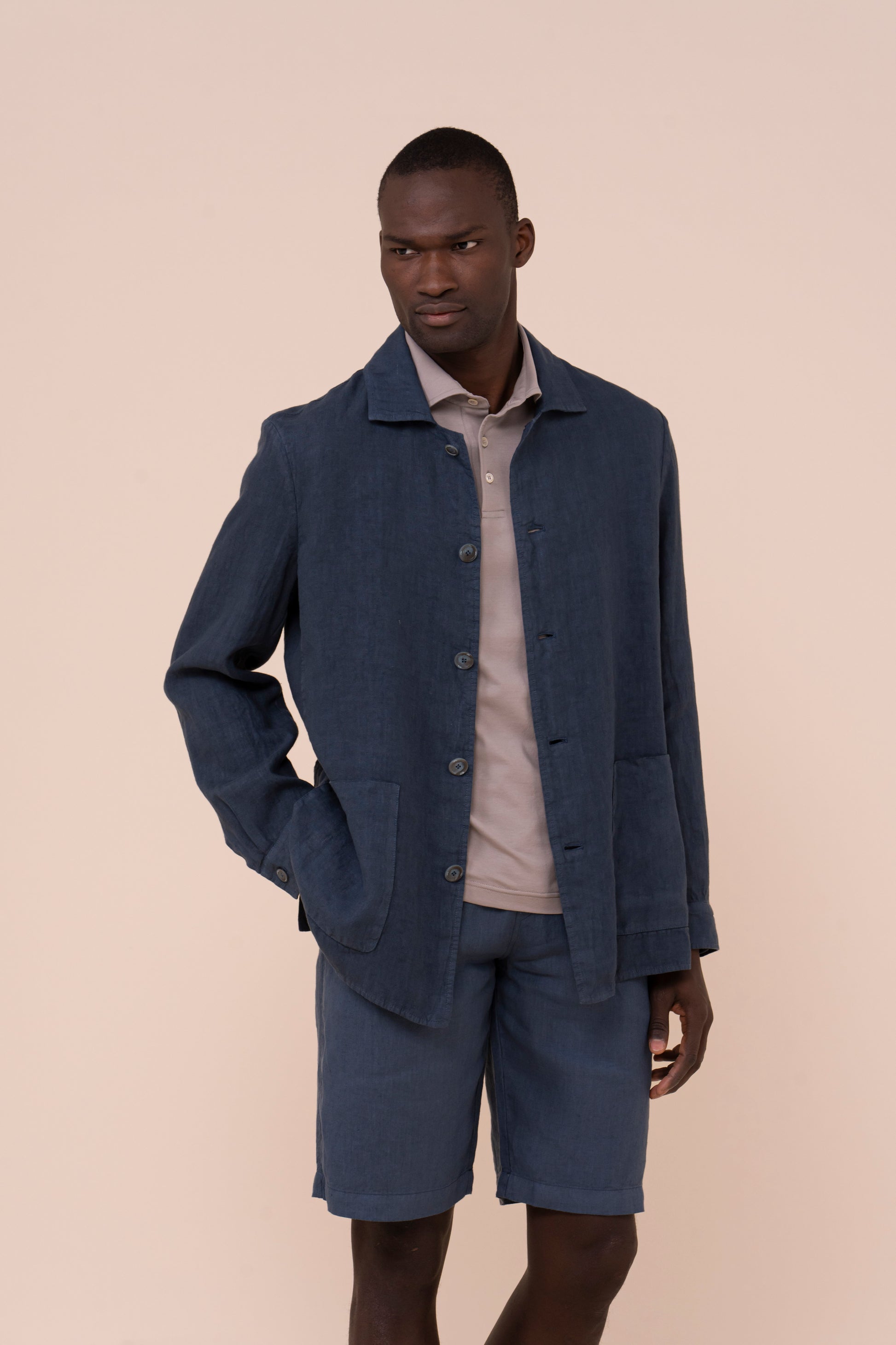 Oxford giacca in lino - PETROLEUM