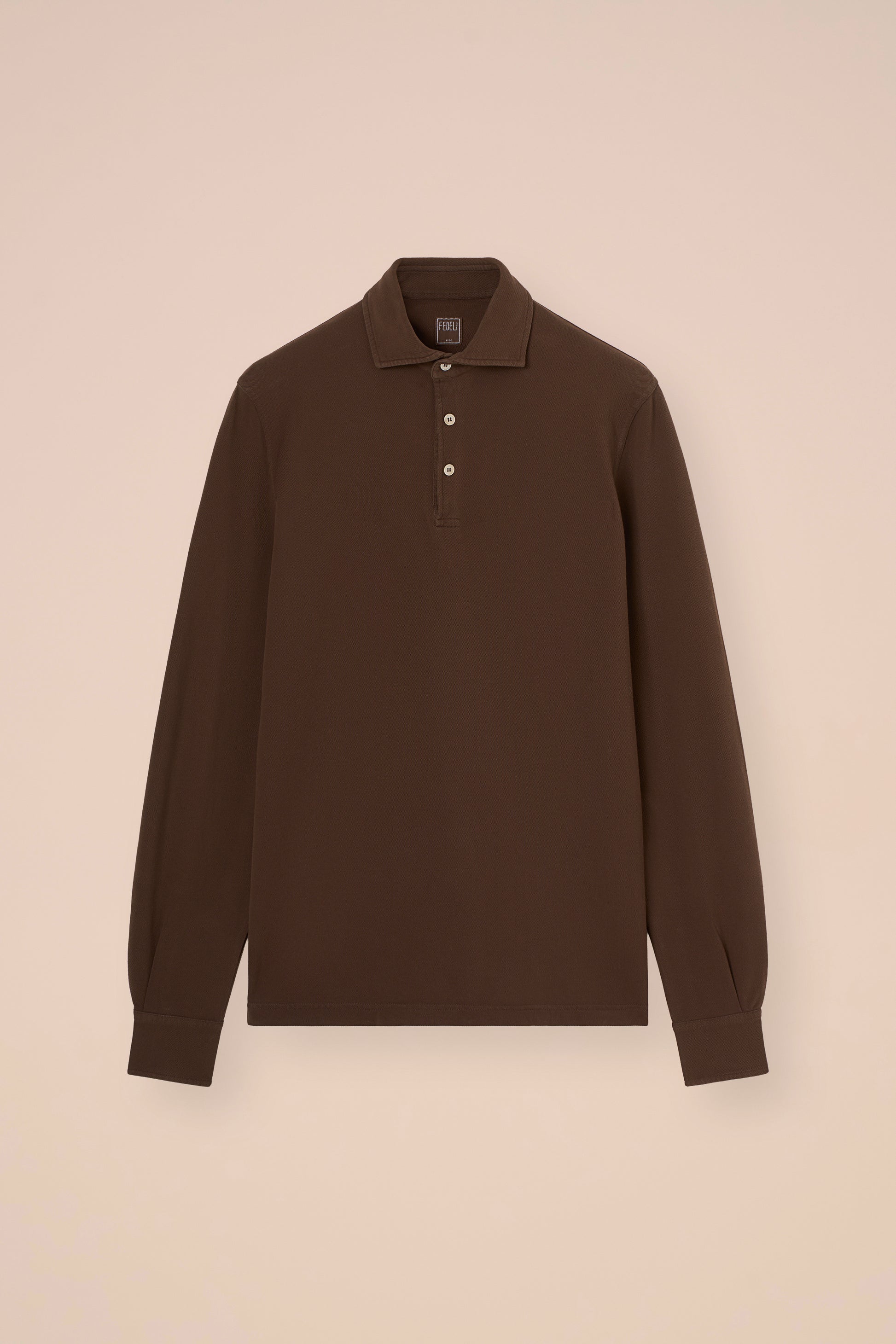 Zero polo a maniche lunghe in piquet di cotone - DARKBLUE