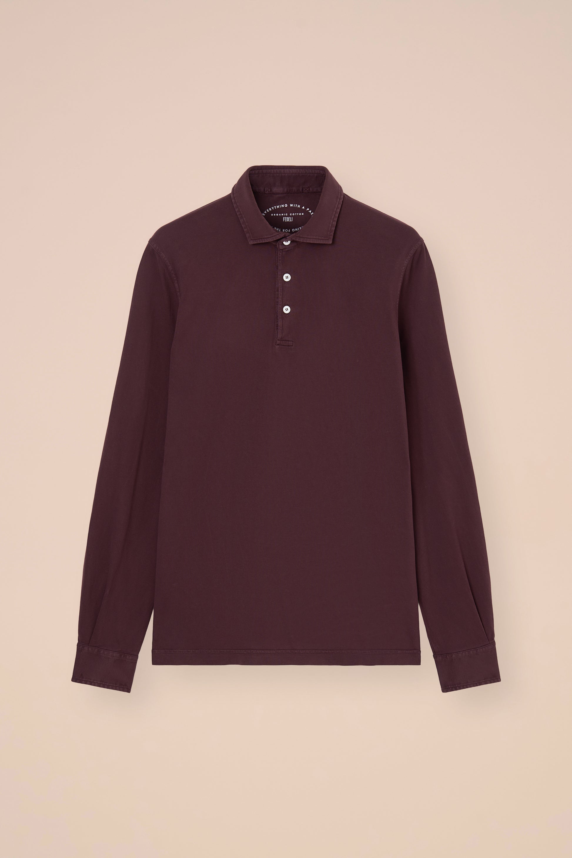 Zero polo a manica lunga in cotone organico - BURGUNDY