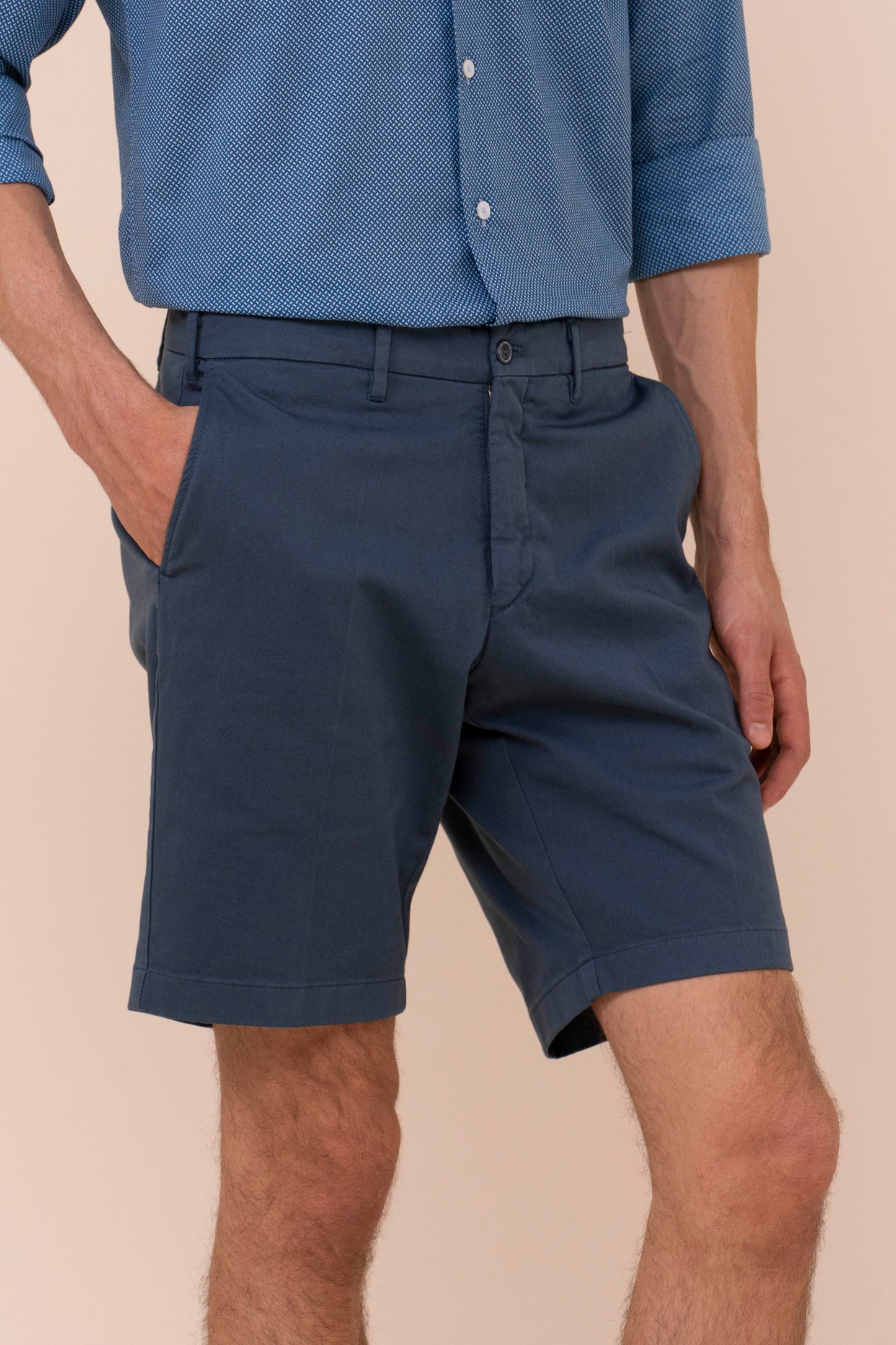 Moon bermuda in cotone chino - PETROLEUM