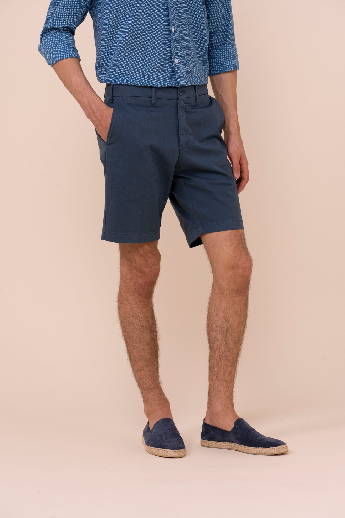 Moon bermuda in cotone chino - PETROLEUM