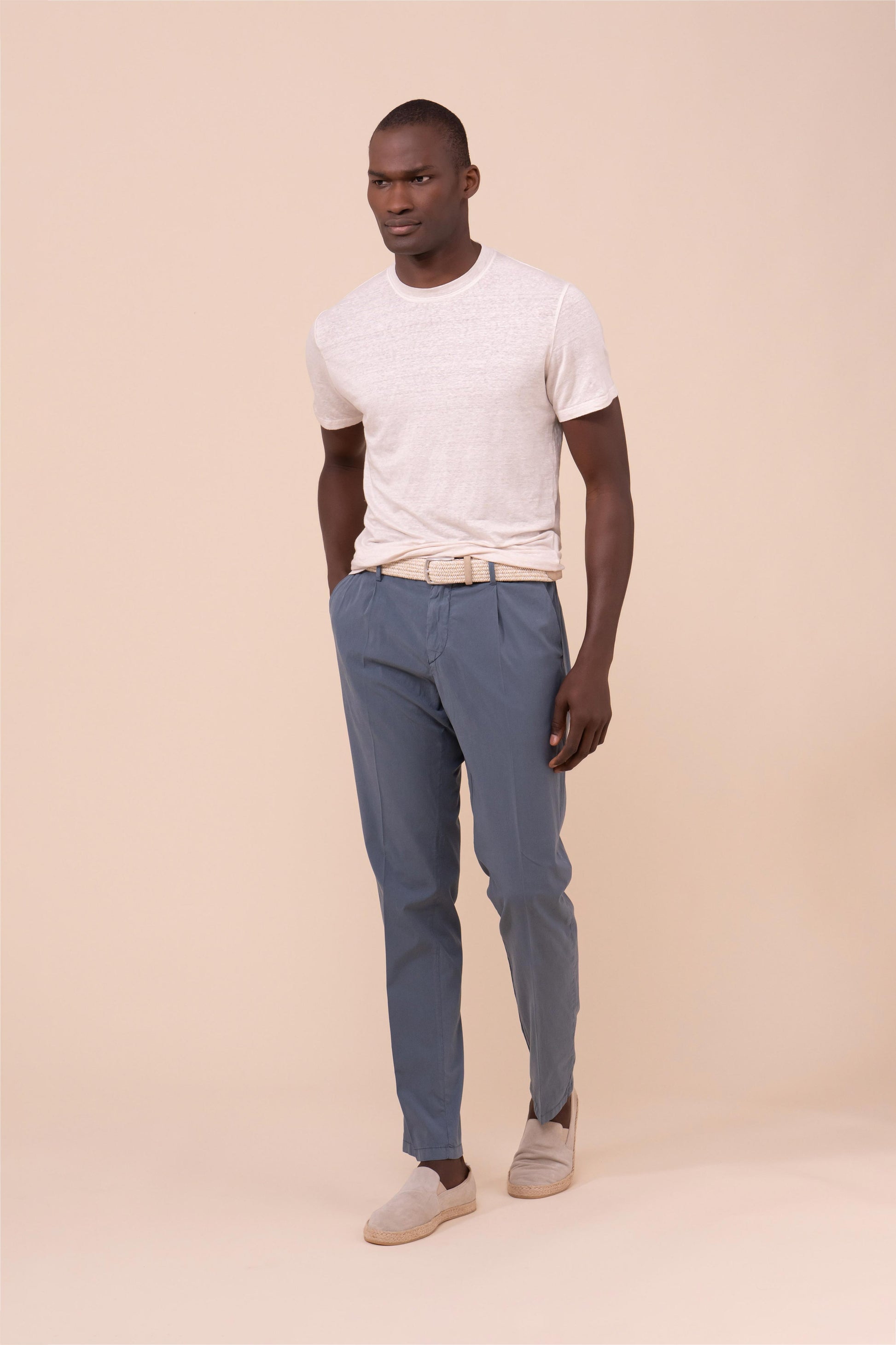 Yale Stretch Cotton Old Pants - PETROLEUM