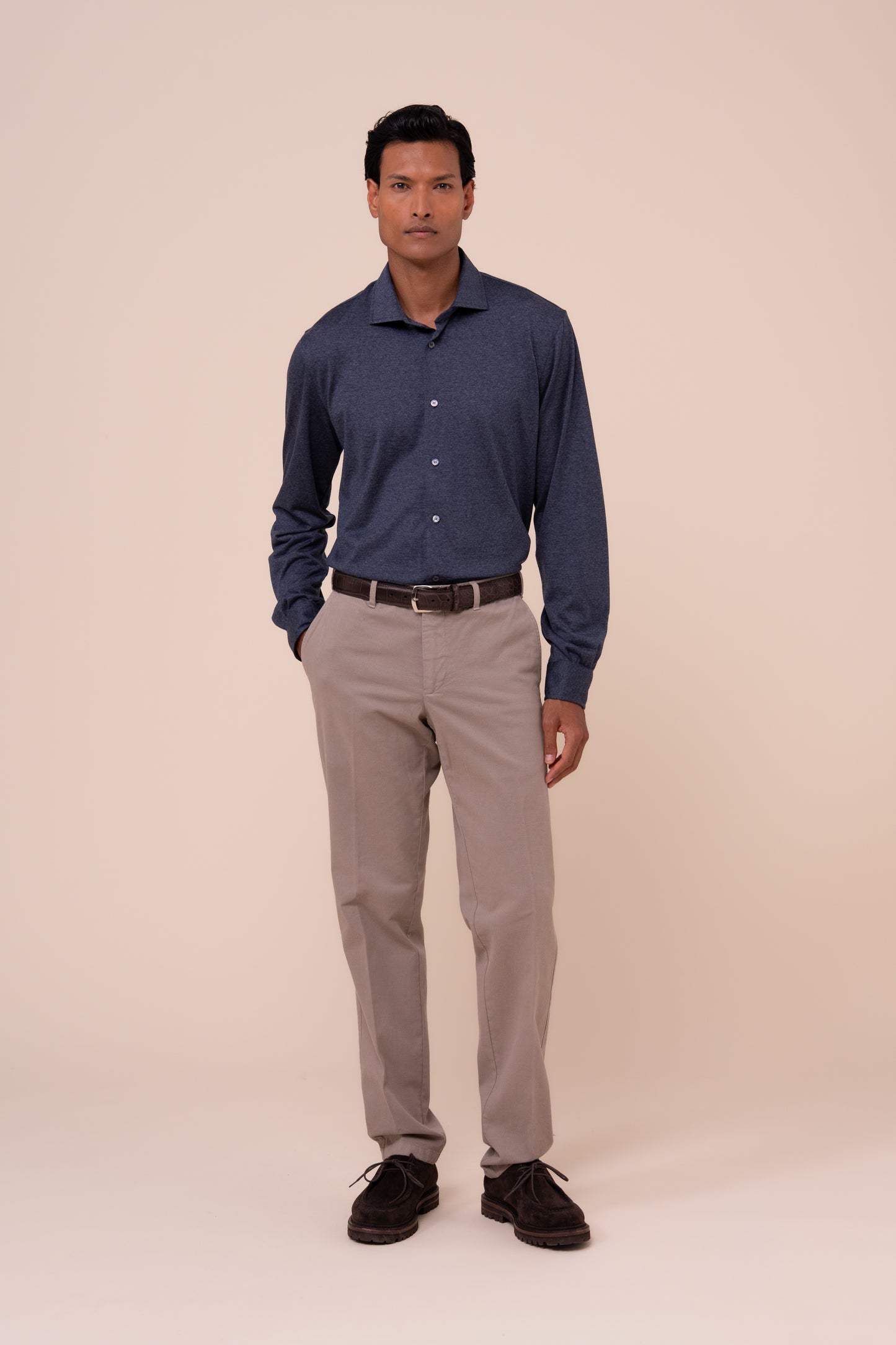 Boston pantaloni in cotone e cashmere - GREIGE
