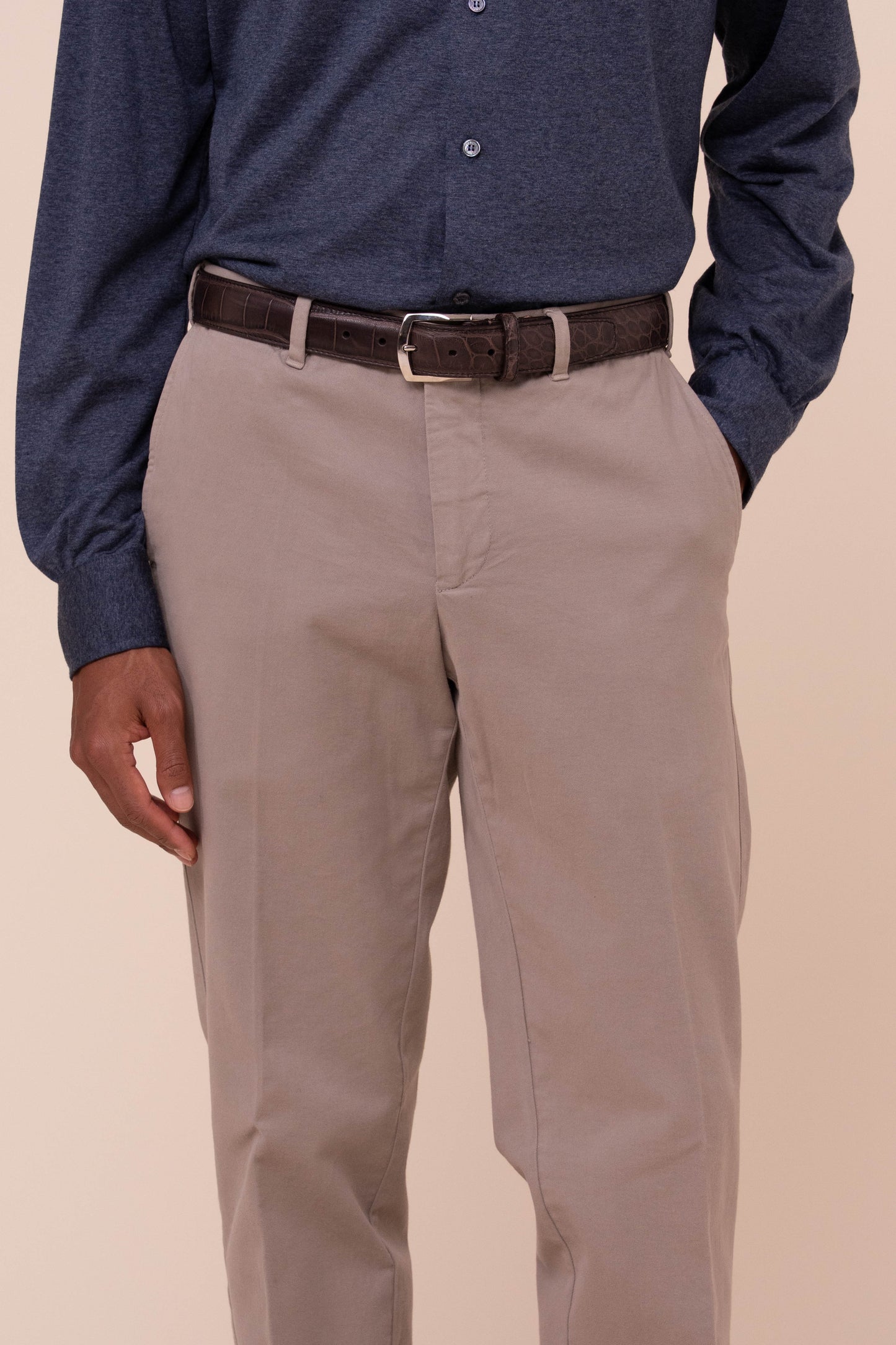 Boston pantaloni in cotone e cashmere - GREIGE