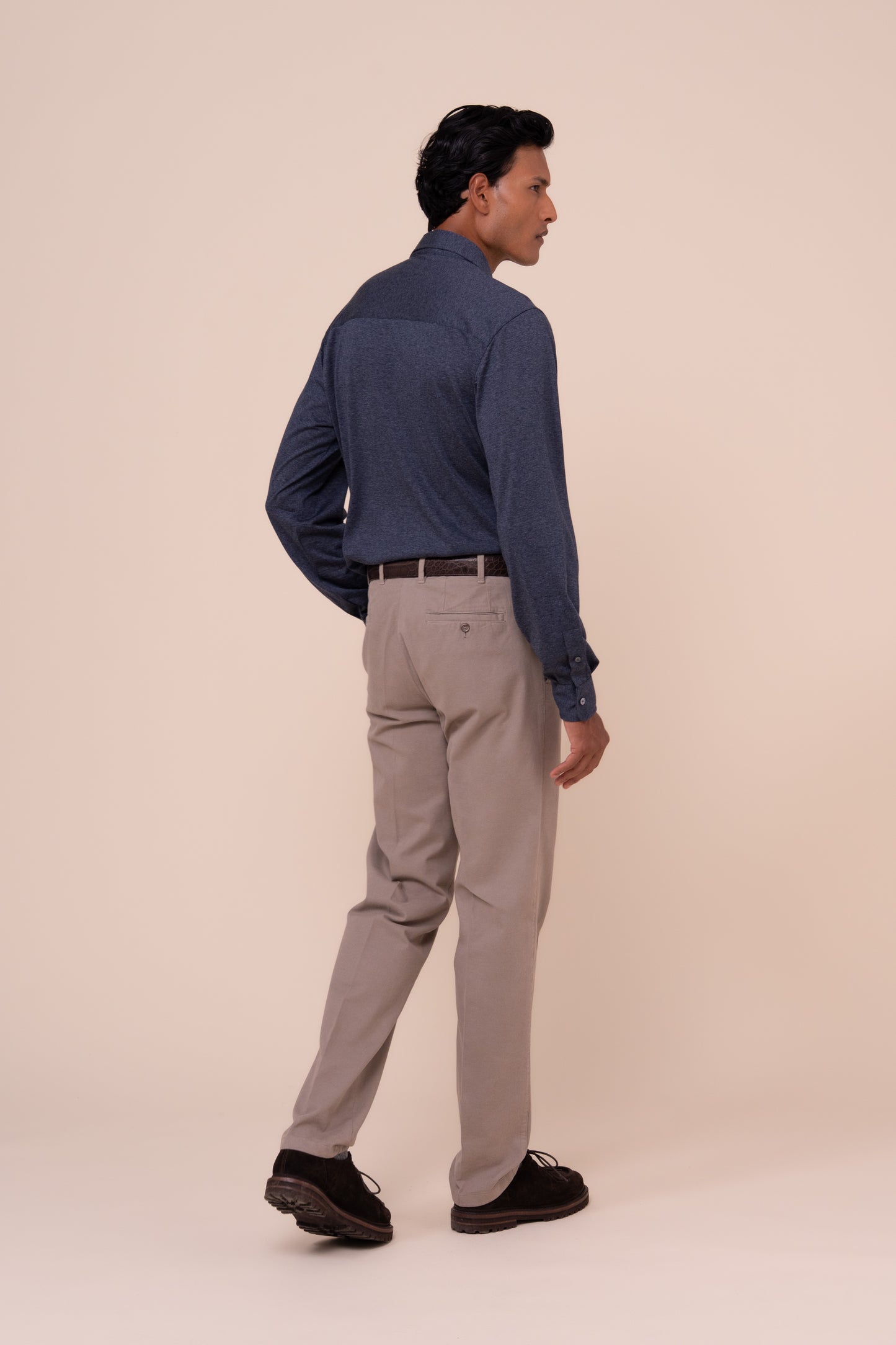 Boston pantaloni in cotone e cashmere - GREIGE