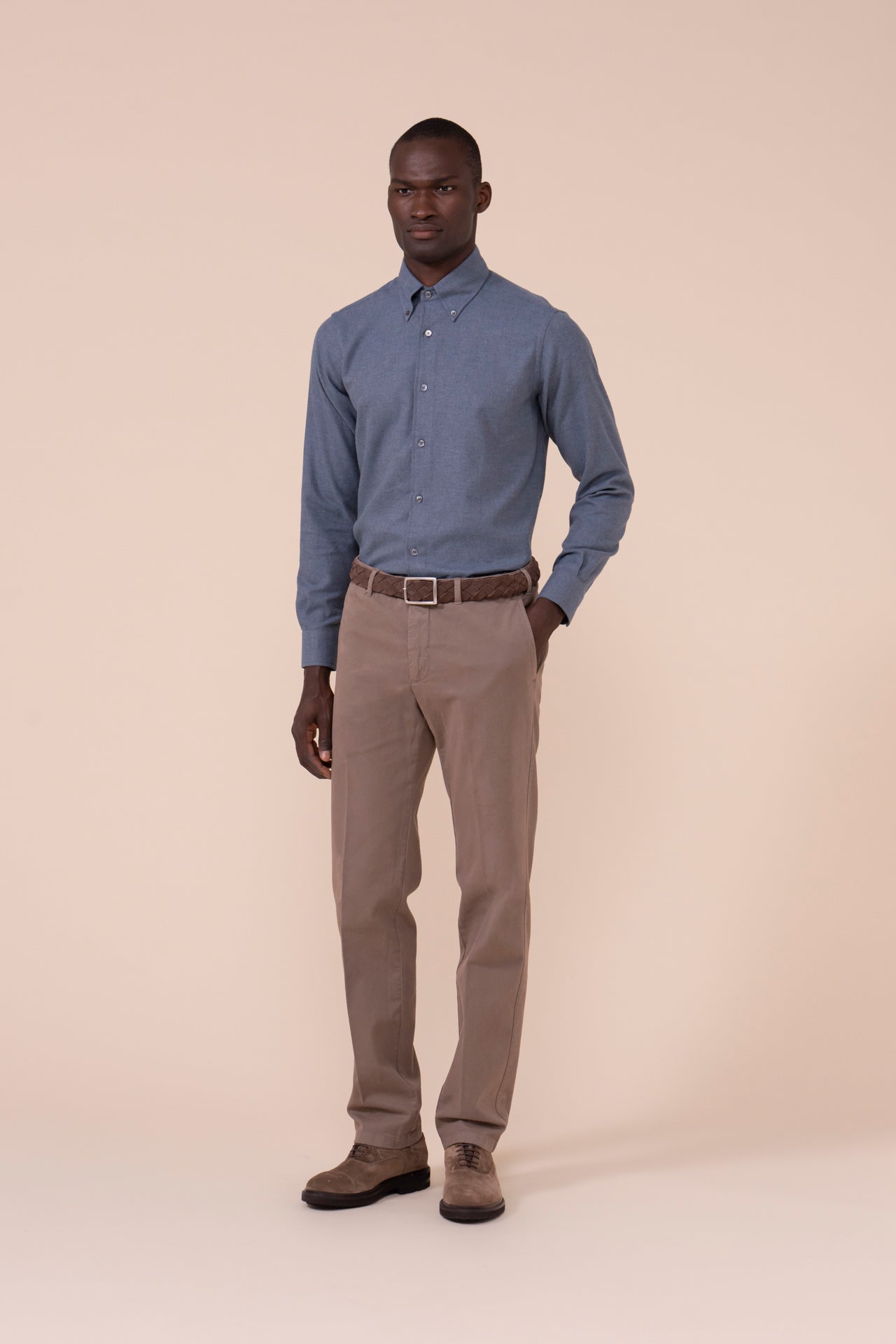 Boston pantaloni in cotone e cashmere - GREIGE