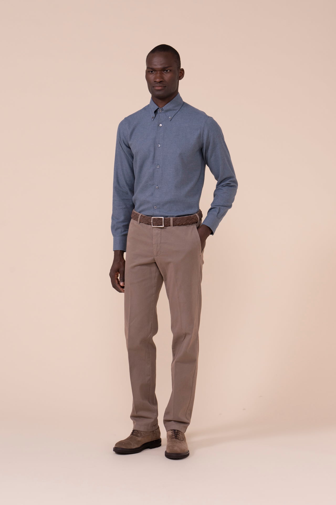 Boston pantaloni in cotone e cashmere - GREIGE