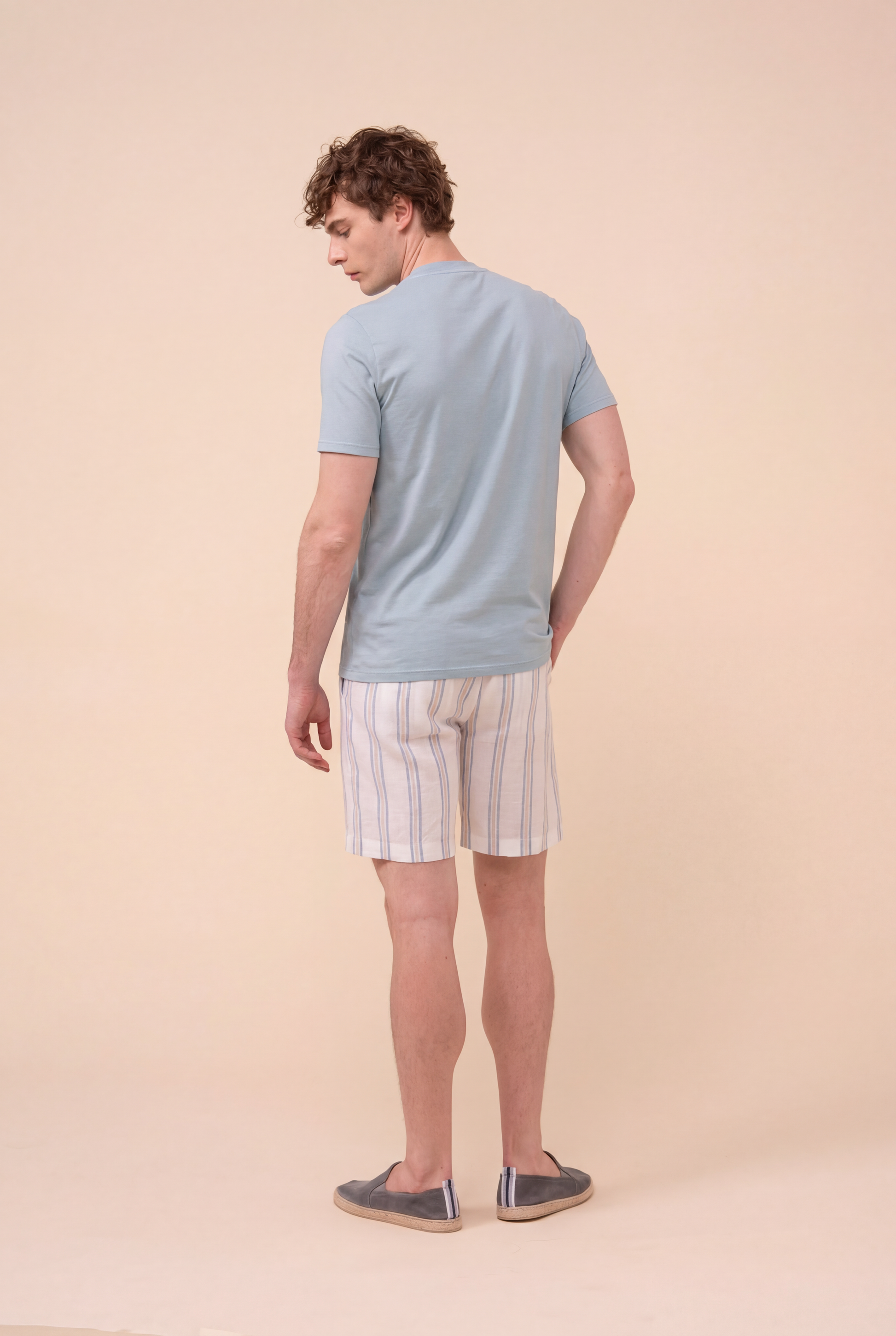 Alfa Miami Linen Striped Shorts - WHITE
