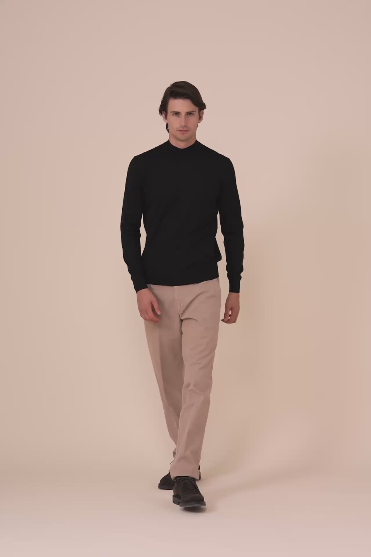 Derby Special maglia a mezzo collo in cashmere e seta nei colori iconici - BLACK