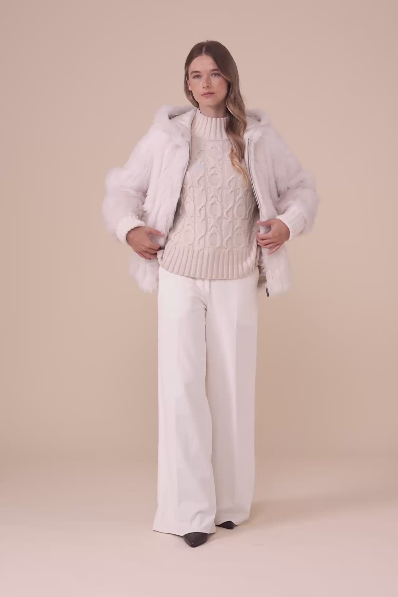 Monica Shearling Hooded Bomber - ICE