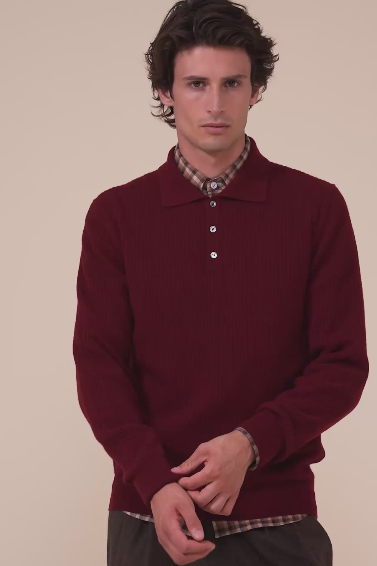 Spider polo in maglia di cashmere - MERLOT