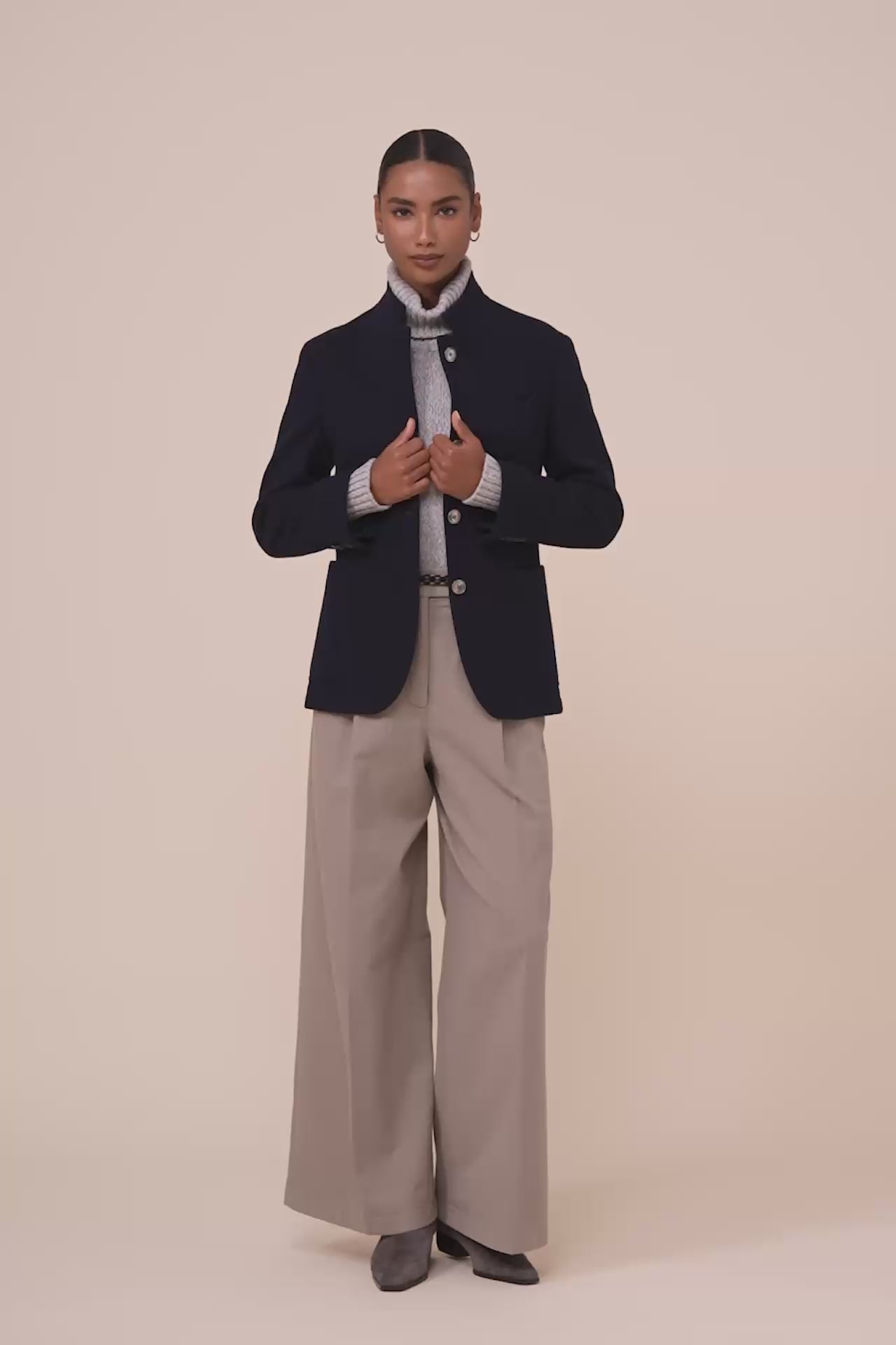 D-Damon Cashmere Flanel Blazer - MIDNIGHTBLUE