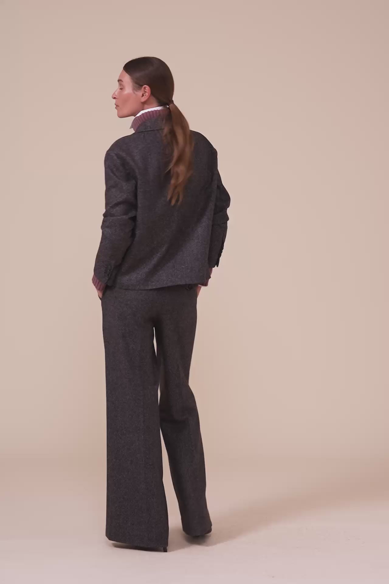 Sfene balzer boxy in lana e alpaca - DARKCHOCOLATE
