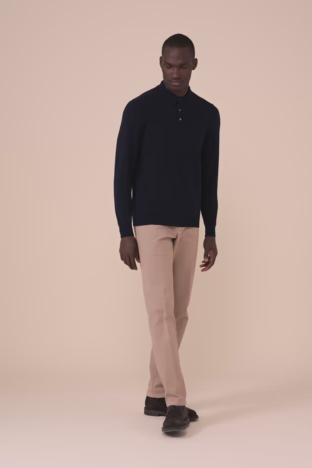 Sportman Cashmere Knit Polo in iconic colors - MIDNIGHTBLUE