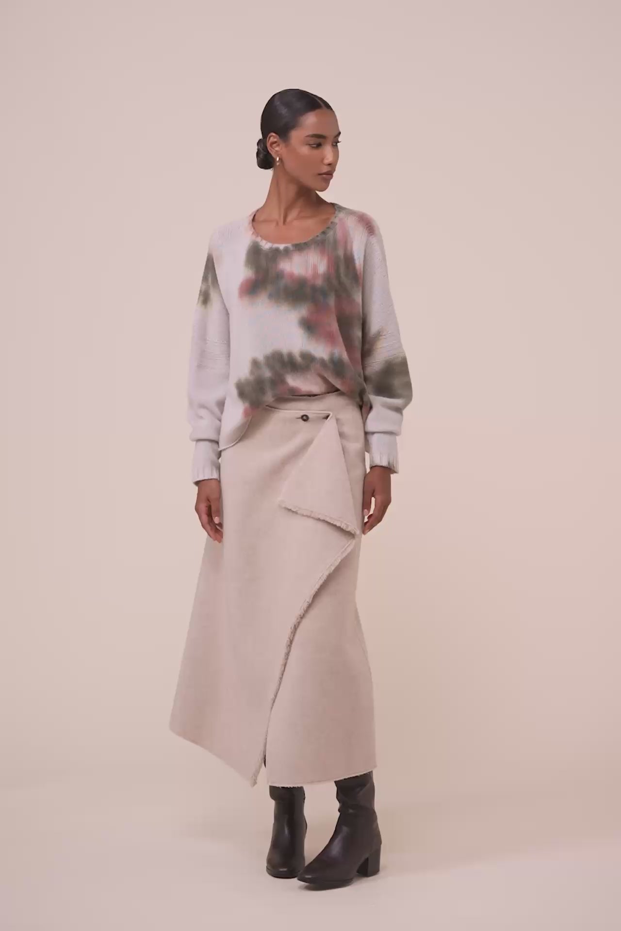 Cecilia gonna a portafoglio in lana e cashmere - LINENMELANGE